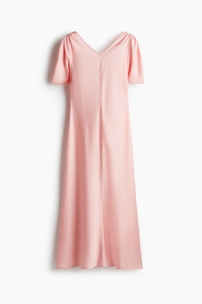 Vestido de satén con lazada - Rosa claro - 1