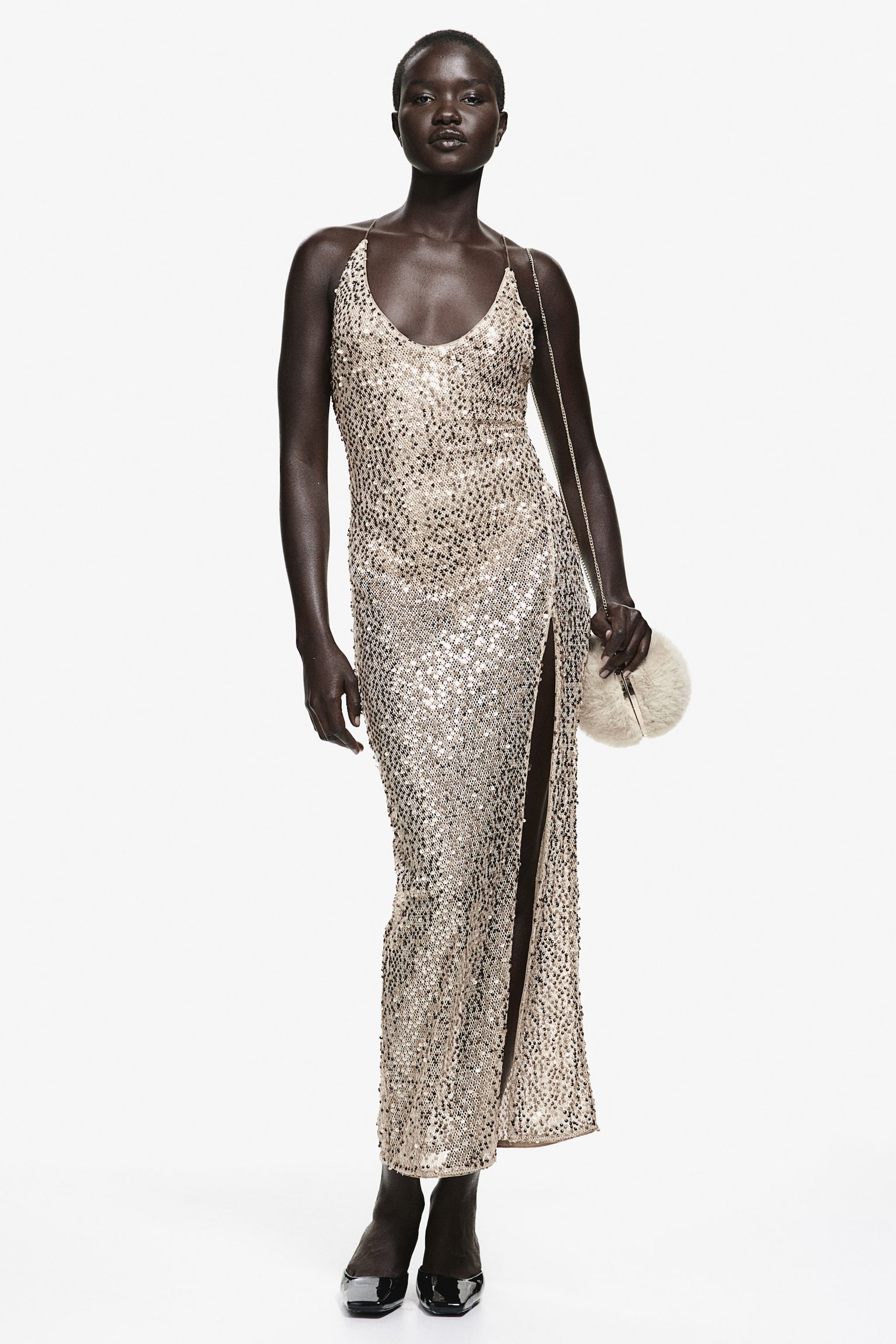 Sequined net dress - Gold-coloured - 1