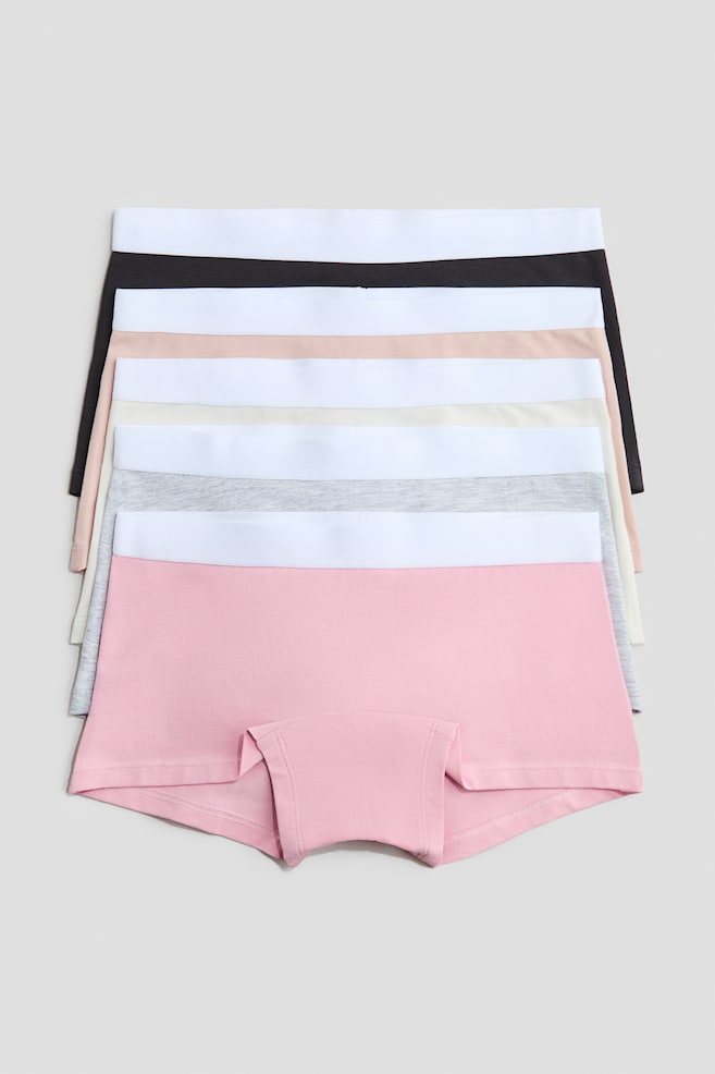 5er-Pack Baumwoll-Boxerslips - Pfirsichrosa/Schwarz/Blau/Geblümt/Hellrosa/Geblümt/Cerise/Salbeigrün/Apricot - 1