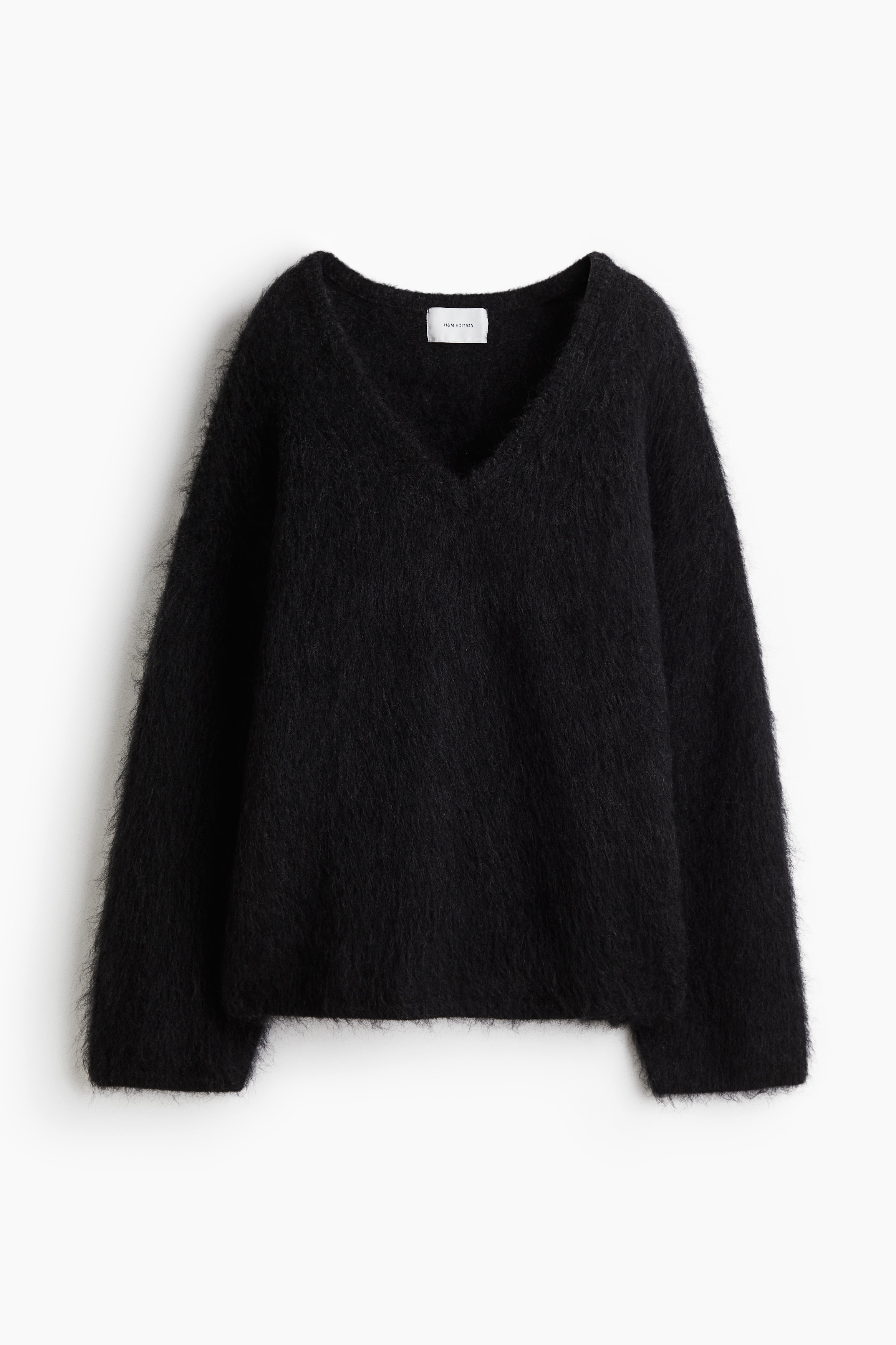 Pull oversize en mohair mélangé - Gris foncé/Crème