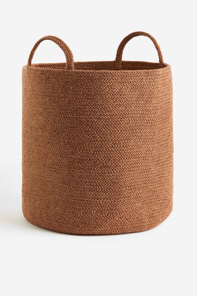 Cotton storage basket - Brown/Light beige/Black - 1