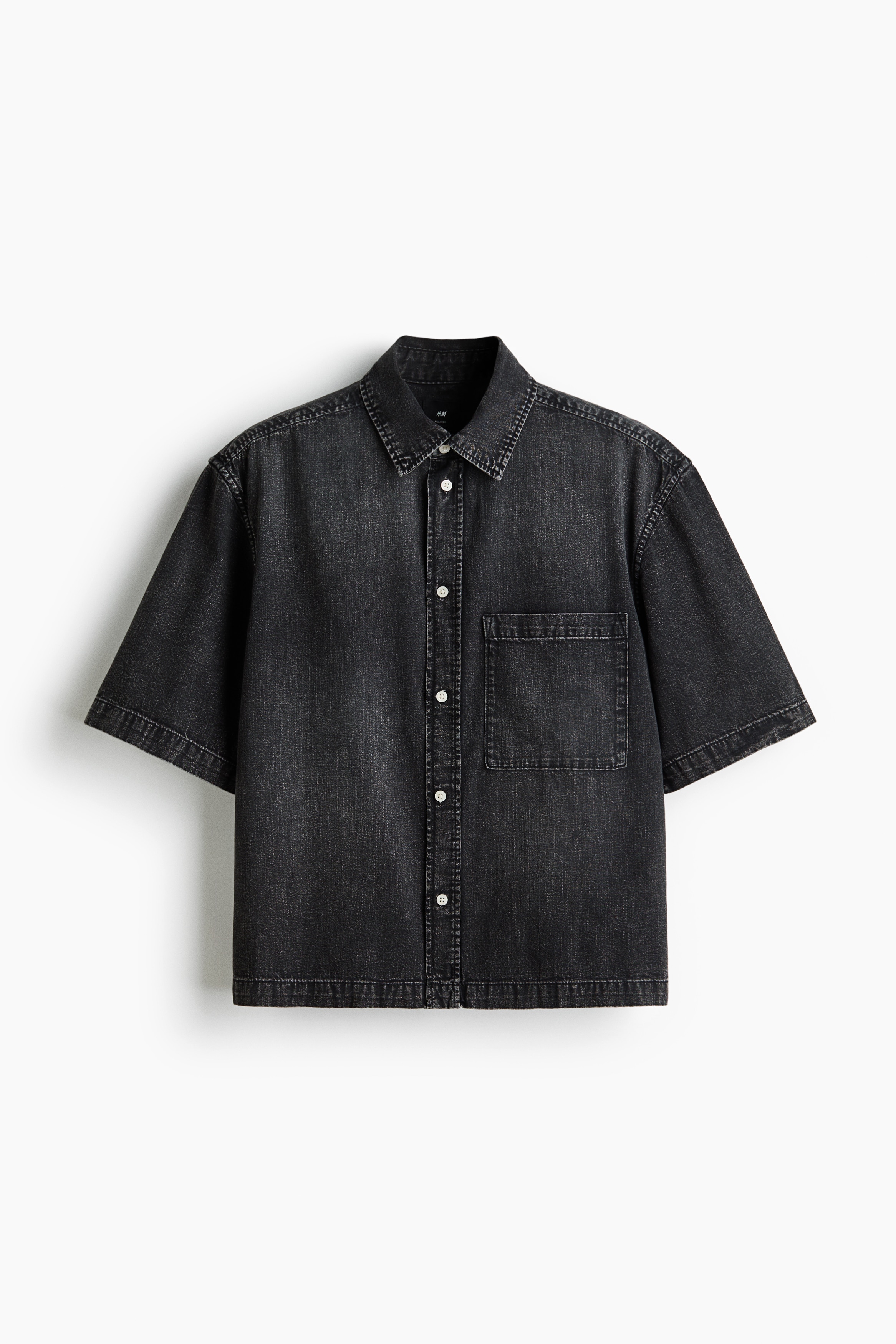 Relaxed-Fit Short-Sleeved Denim Shirt - Dark denim gray/Denim blue