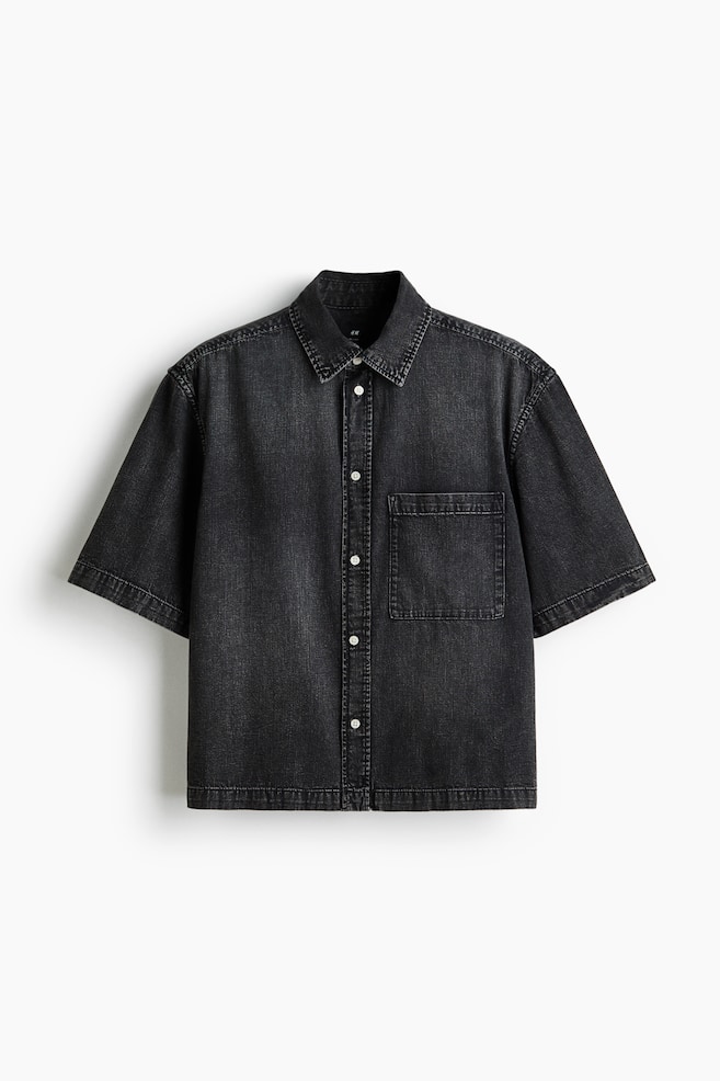Relaxed-Fit Short-Sleeved Denim Shirt - Dark denim gray/Denim blue - 1