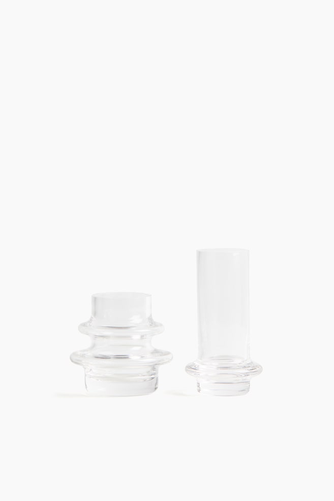 Lot de 2 mini vases en verre - Transparent/Rose - 4
