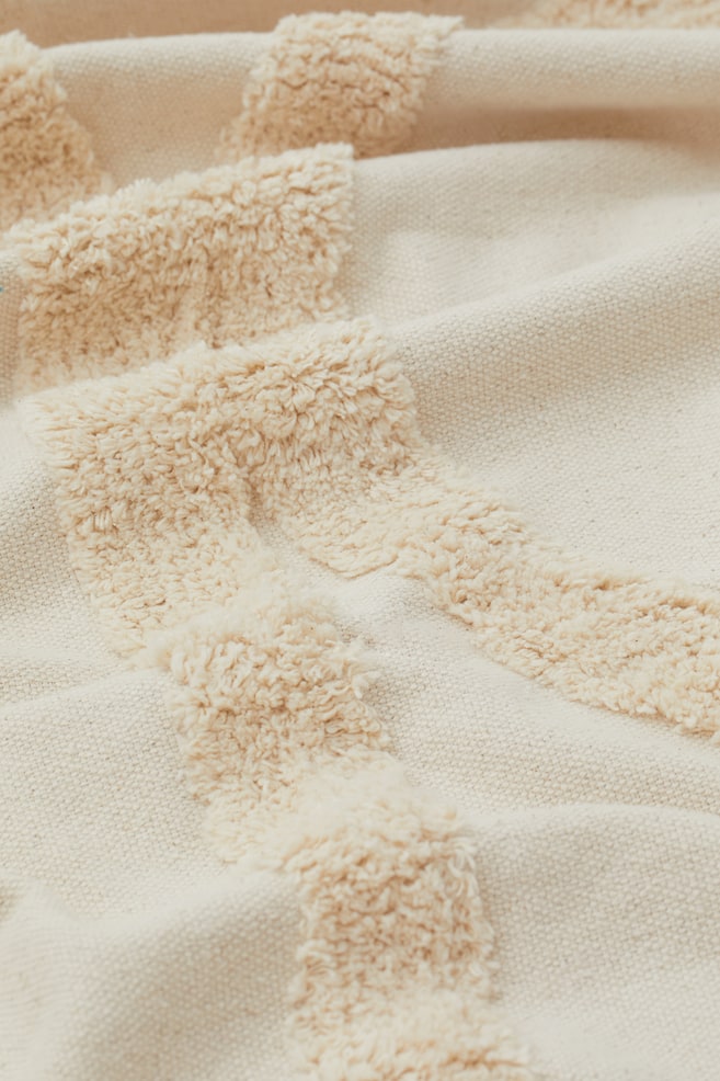 Langluvet sengetæppe i bomuld - Lys beige/Mønstret - 2