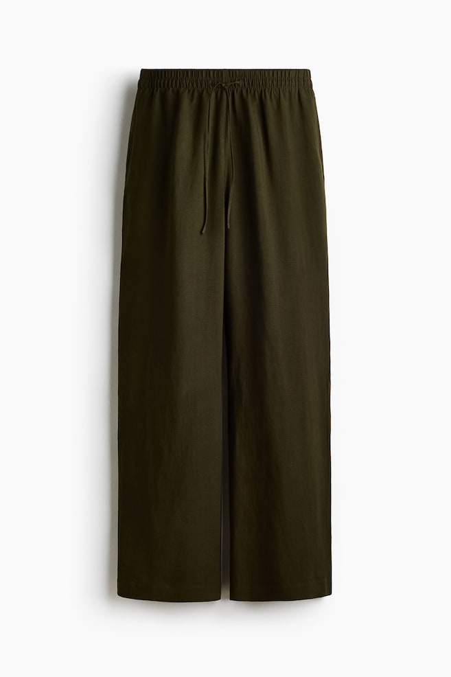 Pantalón en mezcla de lino - Verde caqui oscuro/Turquesa claro/Rojo oscuro/Beige claro/Blanco/Marrón oscuro/Negro - 1