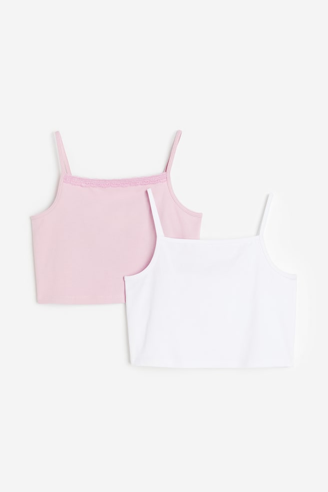 2-pack jersey vest tops - Light pink/White/Light grey marl/Floral - 1