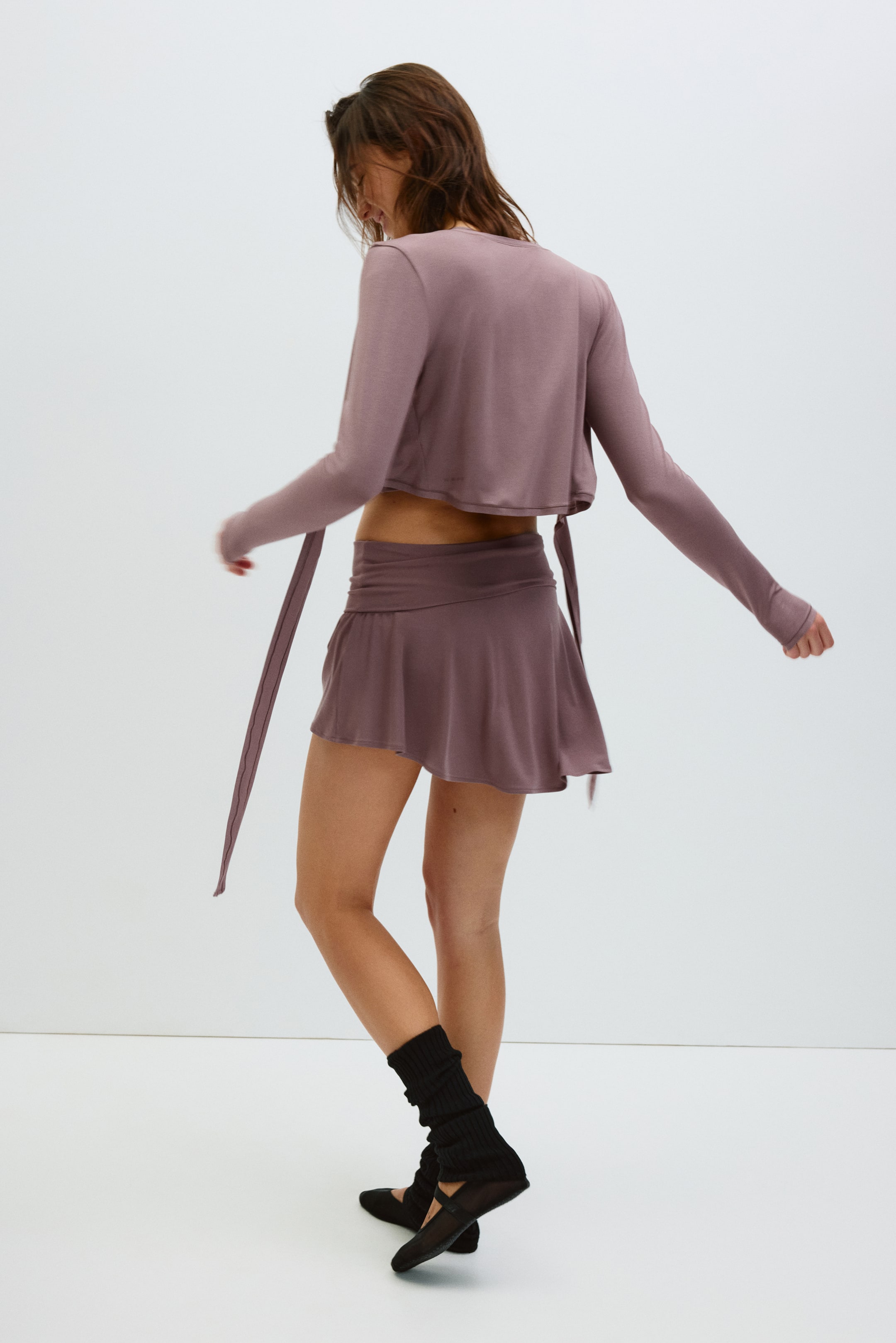 Asymmetric Yoga Skirt with Foldover Waist