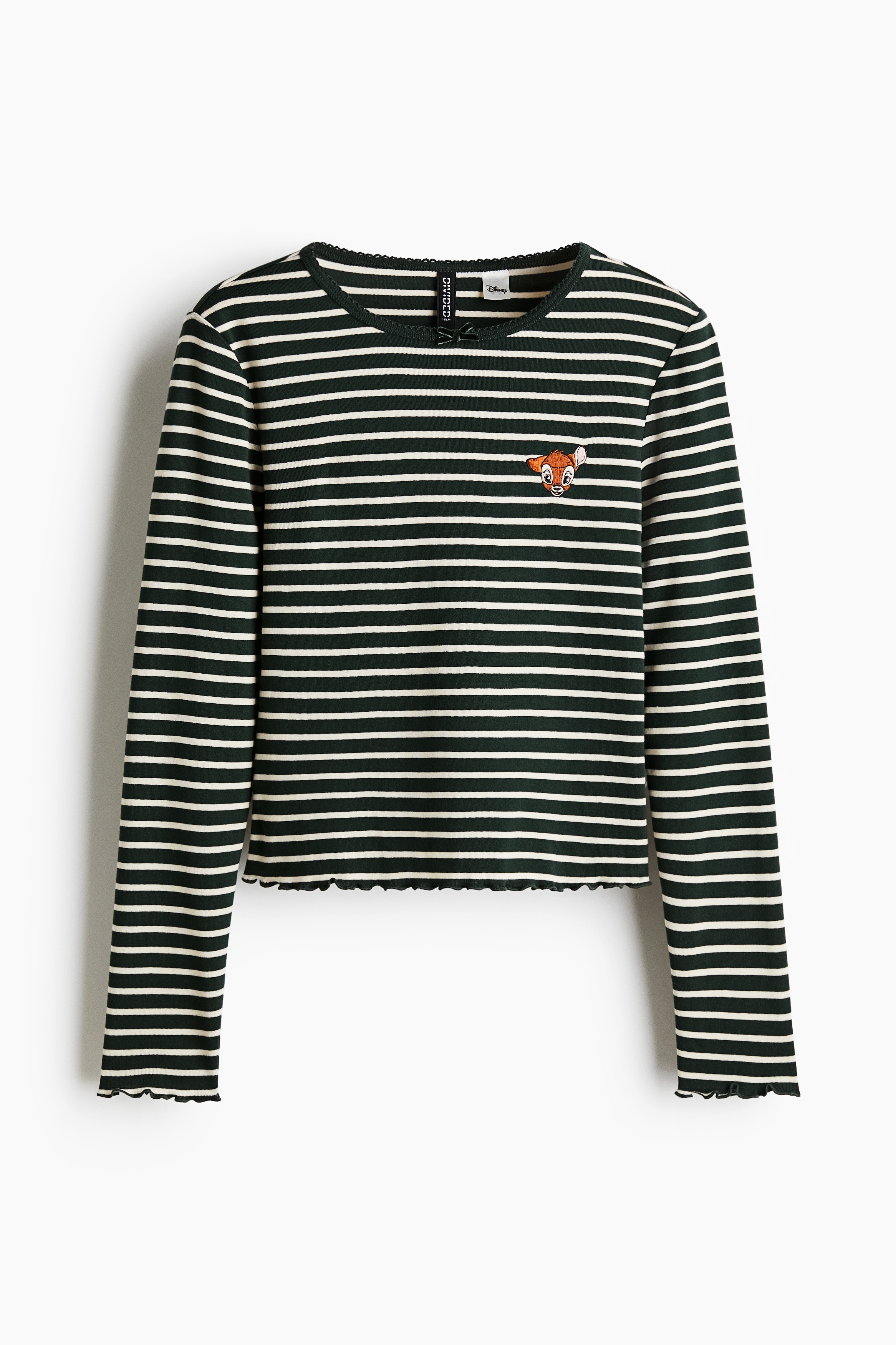 Cotton jersey top - Dark green/Bambi/White/Bambi
