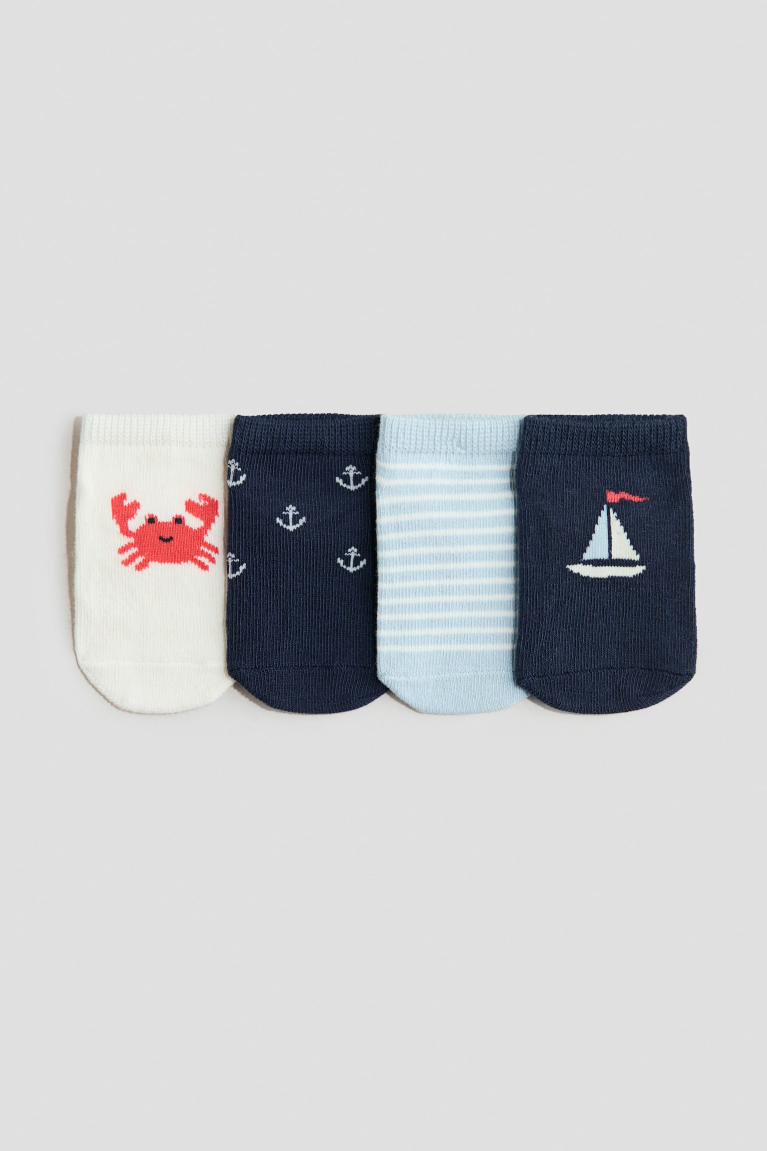 4-pack shaftless socks - Navy blue/Sailing boat/Dusty blue/Bears/Light green/Dinosaurs - 1