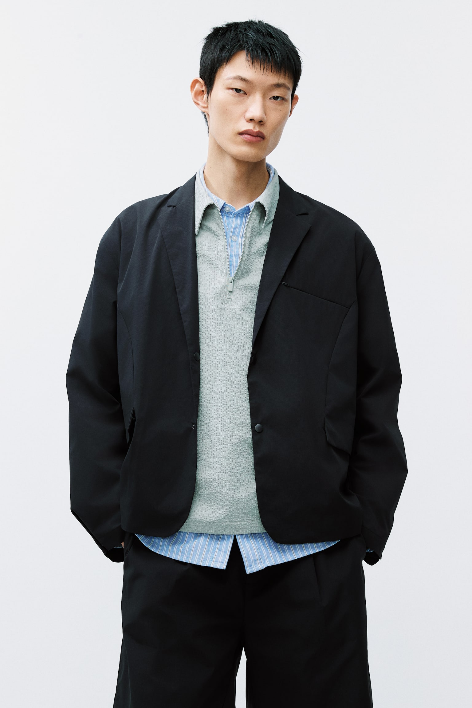Loose Fit Jacket - Black/Light grey - 1