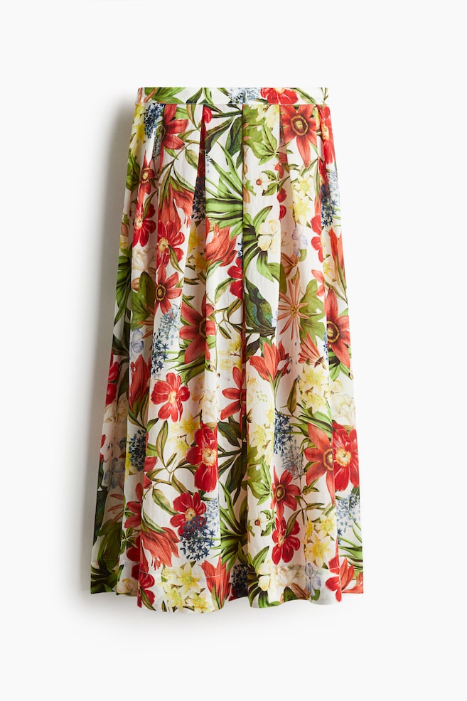 Pleated Skirt - White/floral - 1