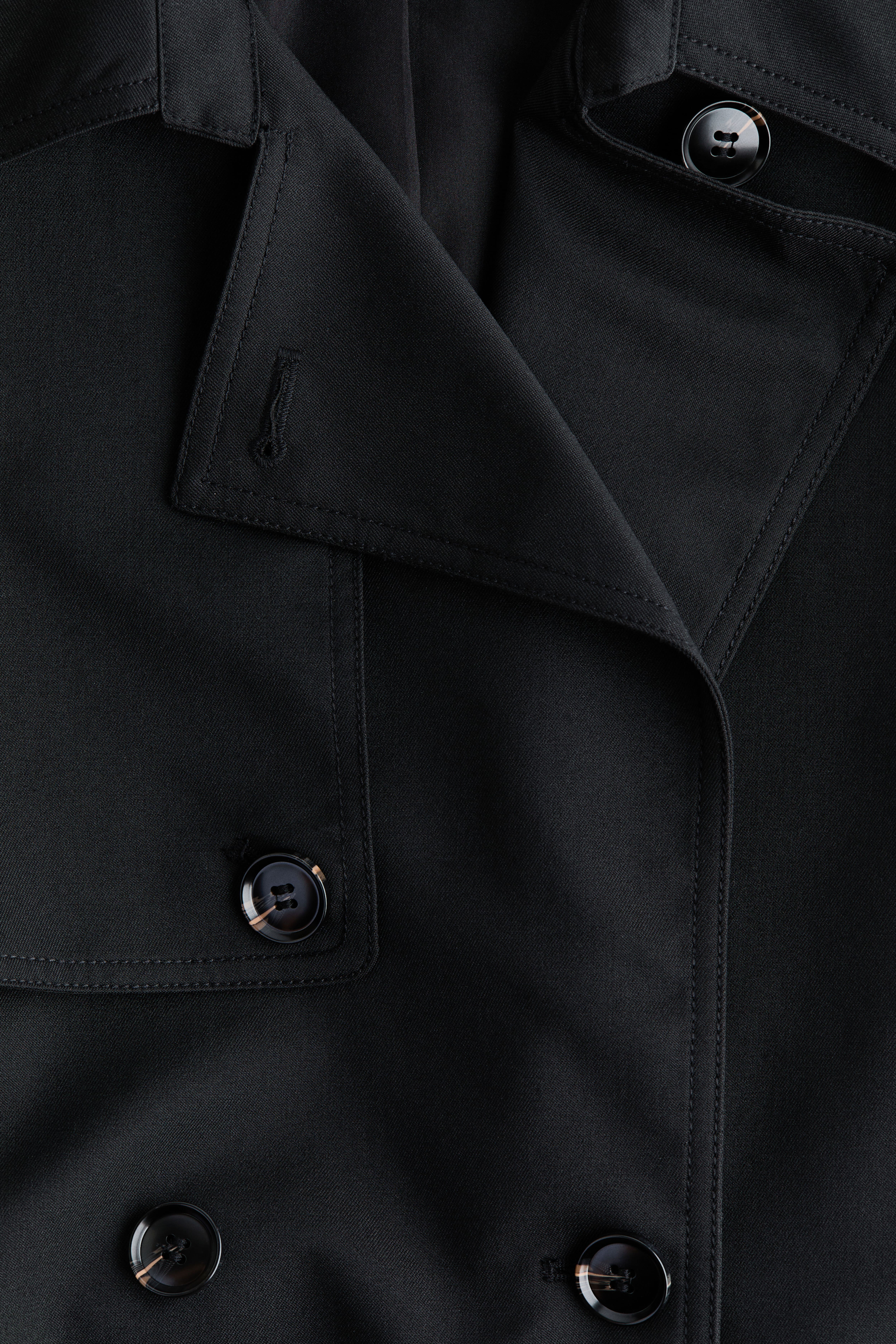 Knee-Length Twill Trench Coat