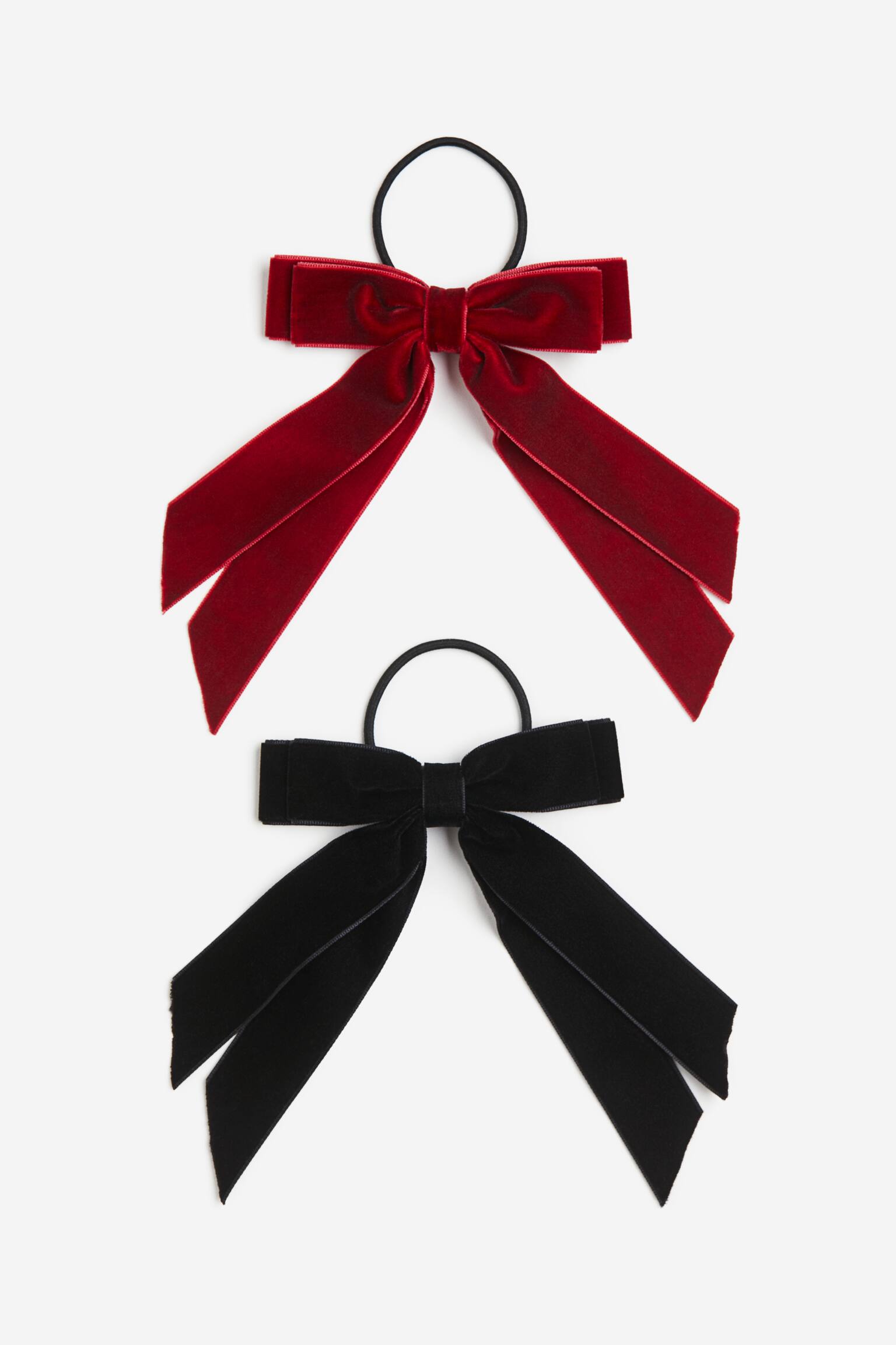 2-pack Bow Detail Hair Elastics - Dark red/Black - 1