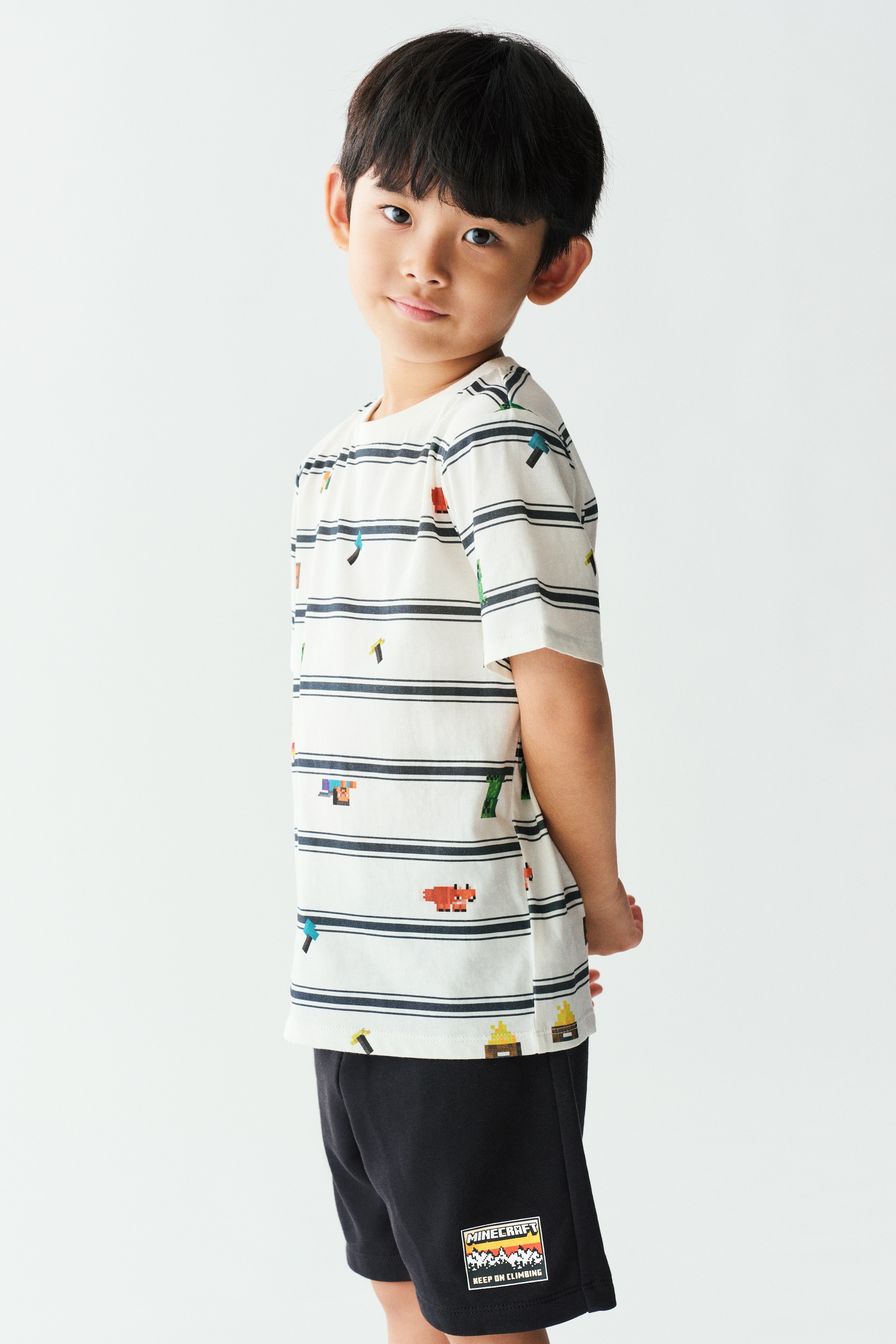 Áo thun cotton in hình - Màu trắng/Minecraft/Màu xám đậm/Minecraft/Màu xám nhạt/Snoopy/Màu xanh dương/Snoopy