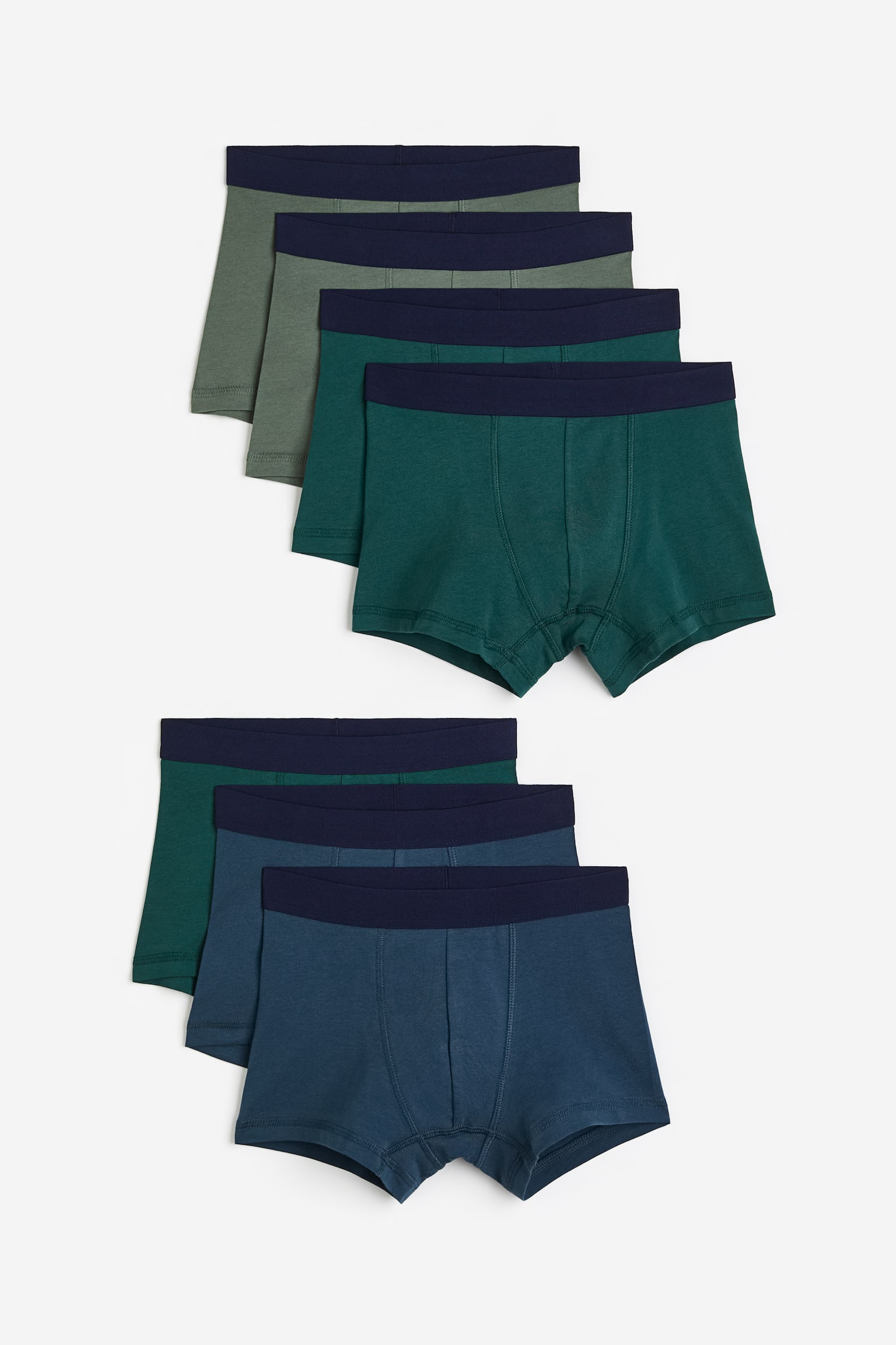 7-pack Boxer Briefs - Dark blue/Green/Light blue/White/Grey marle/Light grey marle/Navy blue/Navy blue/Light grey marle - 1