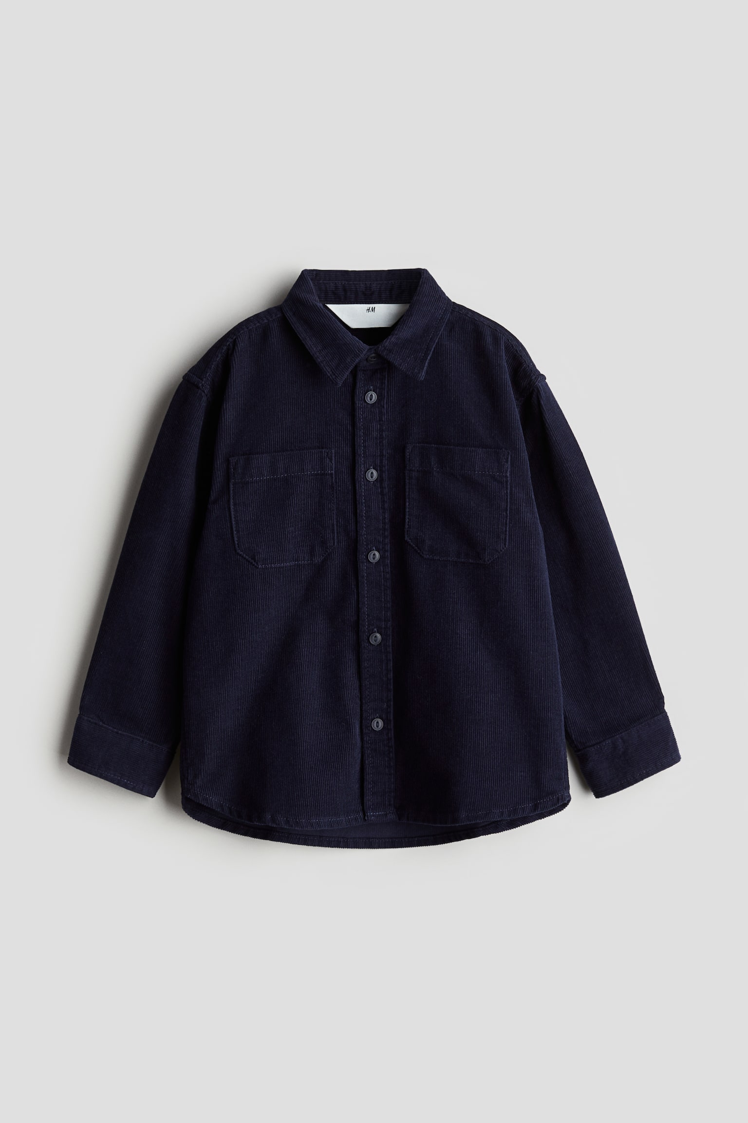 Cotton corduroy shirt - Navy blue/Light brown/Dusty blue - 1