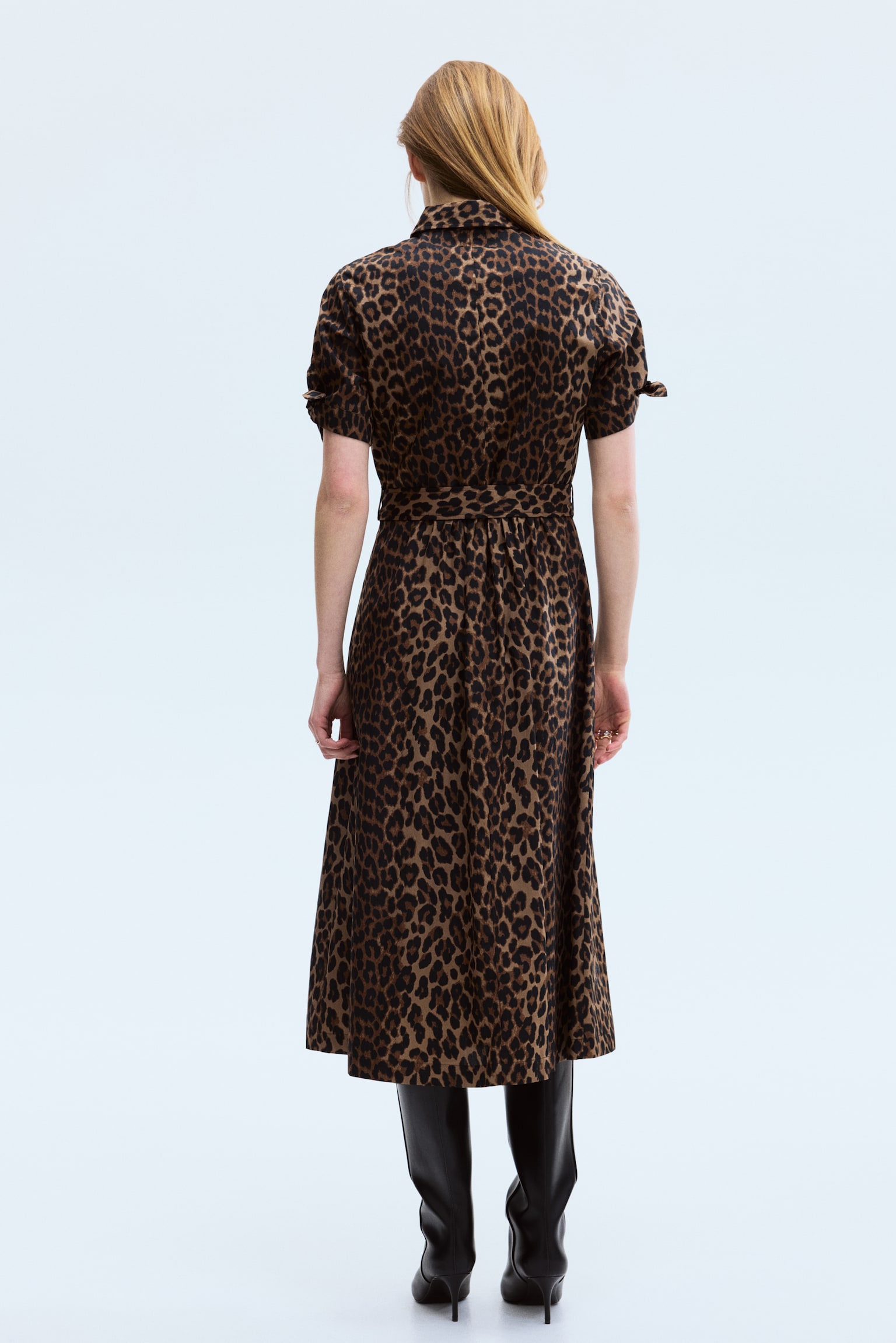 Short-sleeved shirt dress - Beige/Leopard print/Navy blue/Striped/Cream/Floral - 4