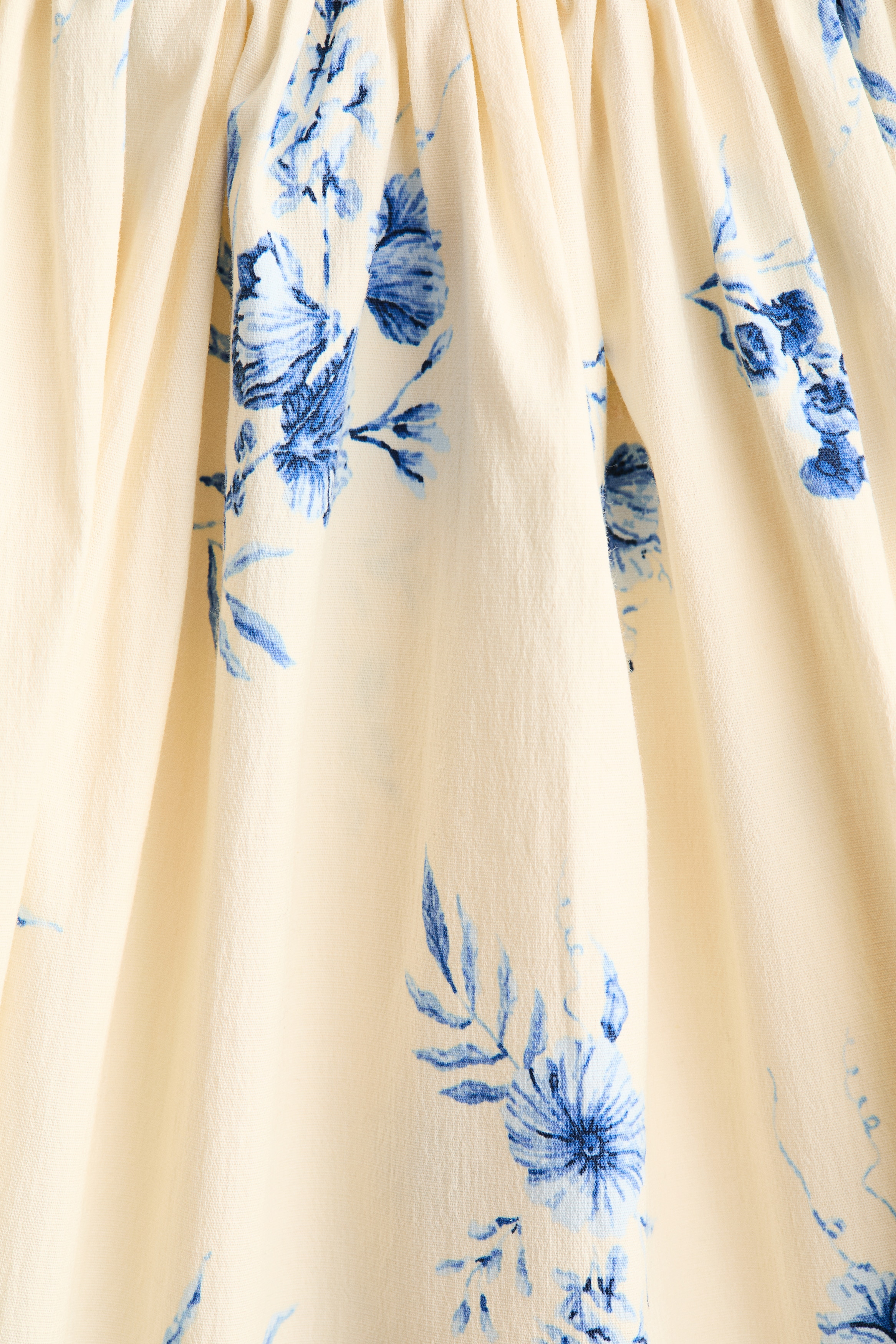 Women's Cream/blue floral Long Cotton Dress | H&M US