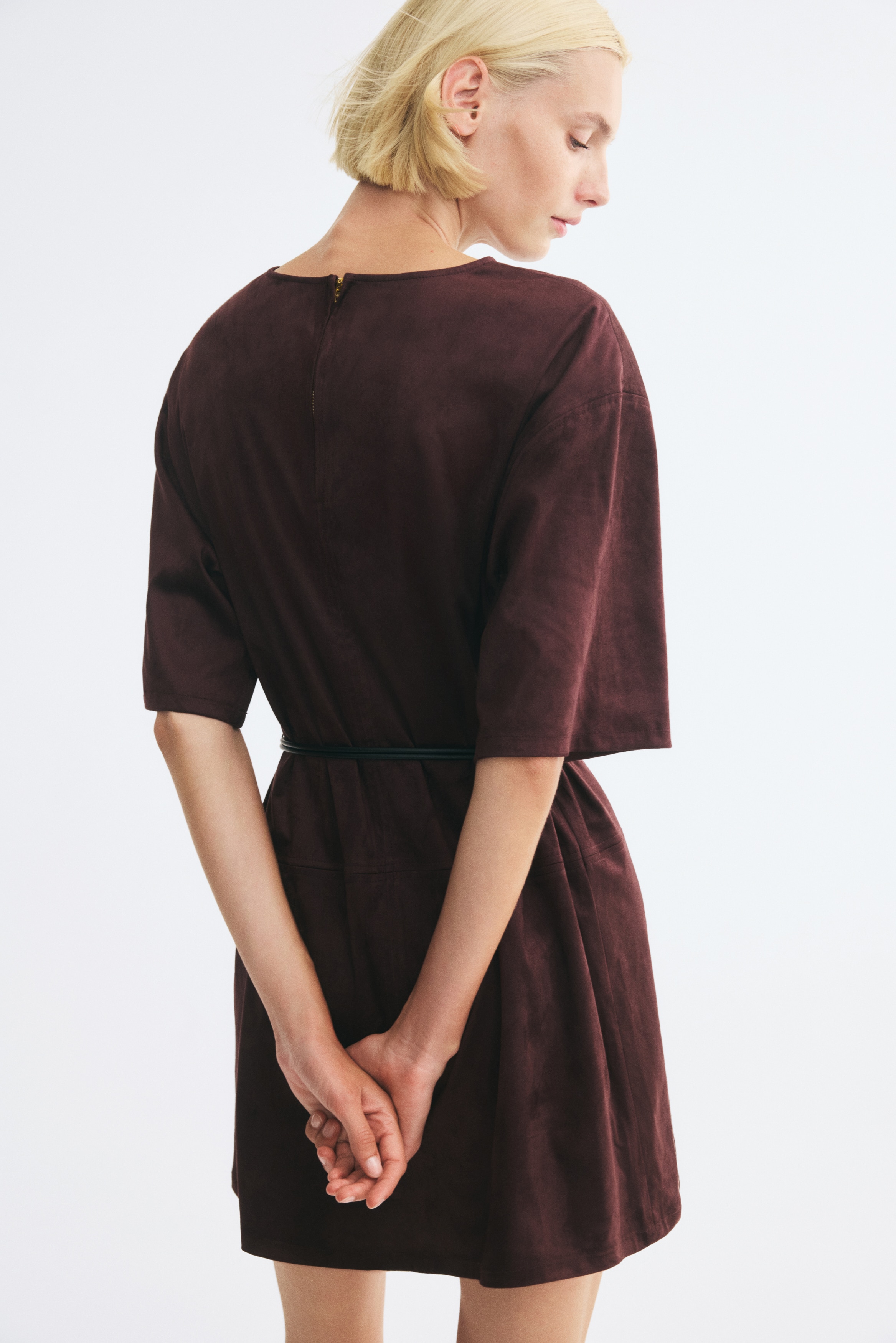 Napped Dress with Belt - thumbnail 10