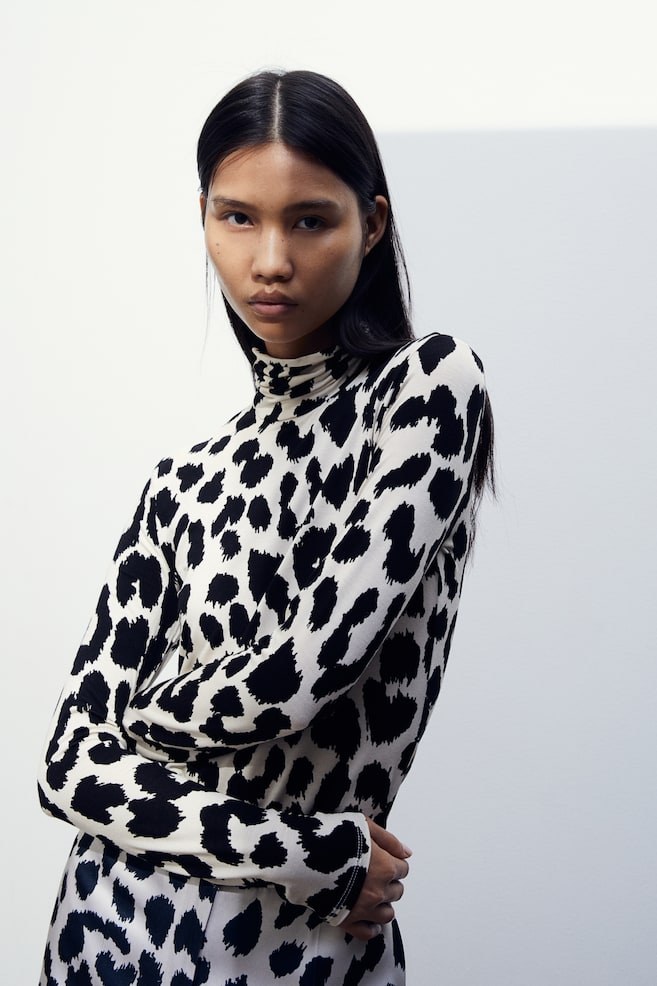 Polo-neck top - Cream/Leopard print/Black/Natural white/Dark grey/Leopard print/dc/dc - 1