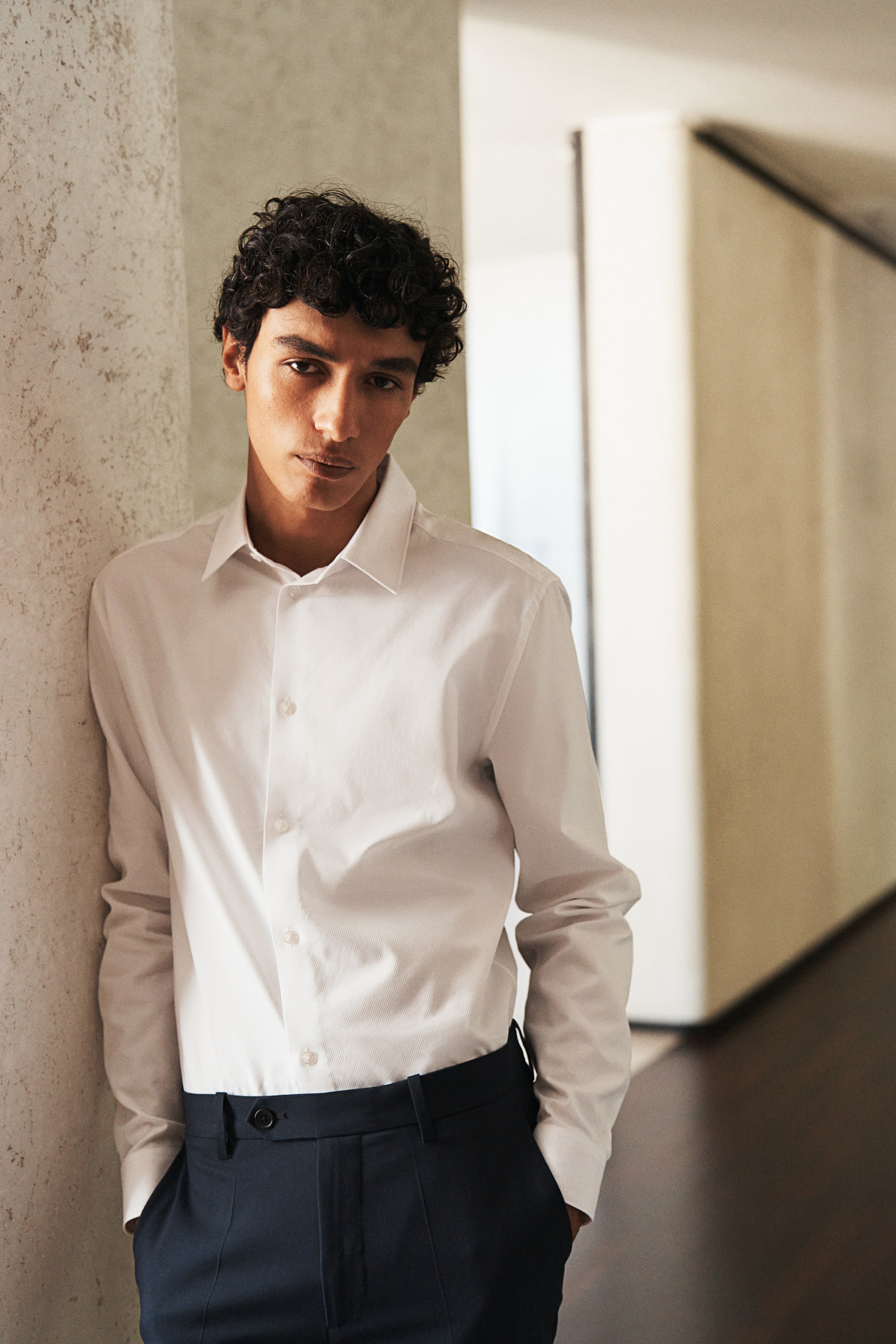 Slim Fit Pima cotton shirt - White - Men | H&M GB 3