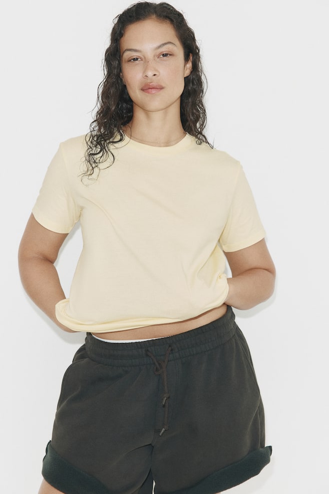 Camiseta de algodón-Amarillo claro - 3