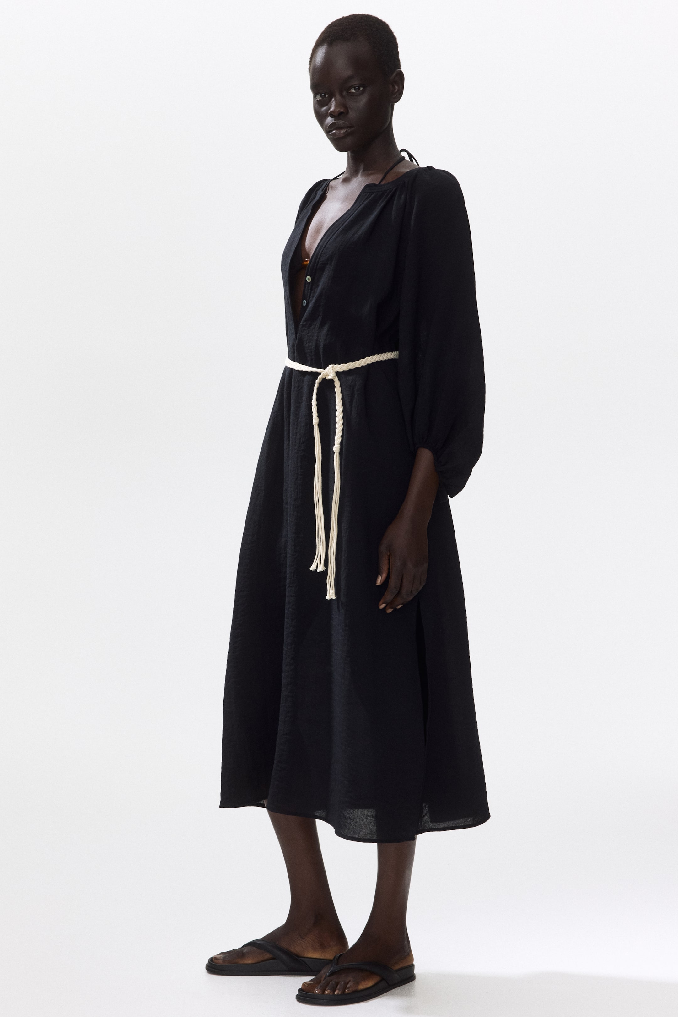 Oversized Tie-Belt Dress