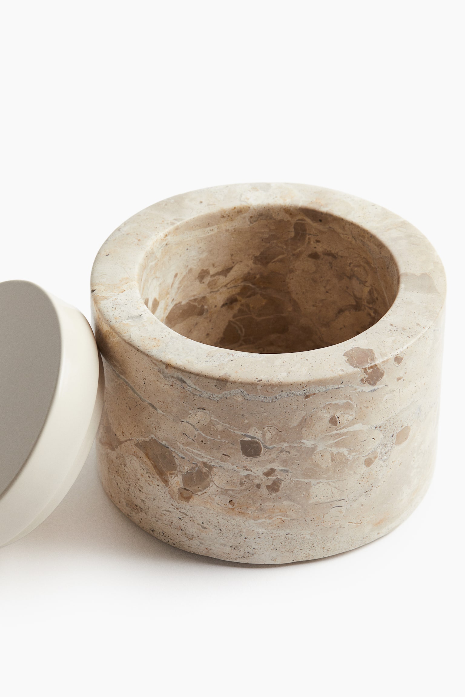 Contenant en marbre avec couvercle - Beige - 3