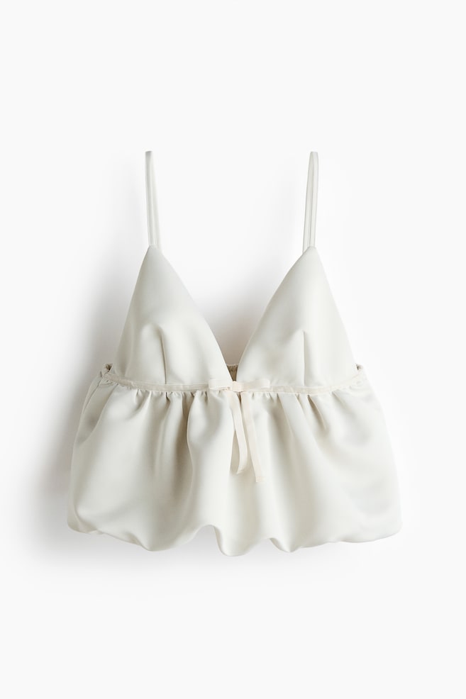 Bubble-Hem Strappy Top - White/Black - 1