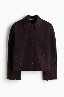 Jacka i twill med broderie anglaise