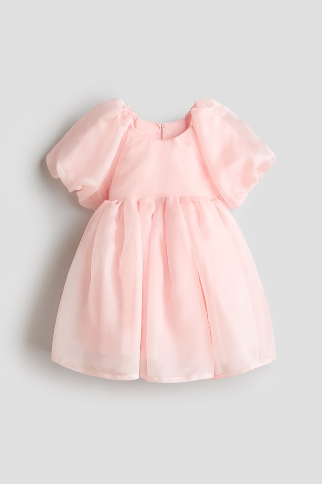 Robe à manches bouffantes en satin - Rose clair - 1