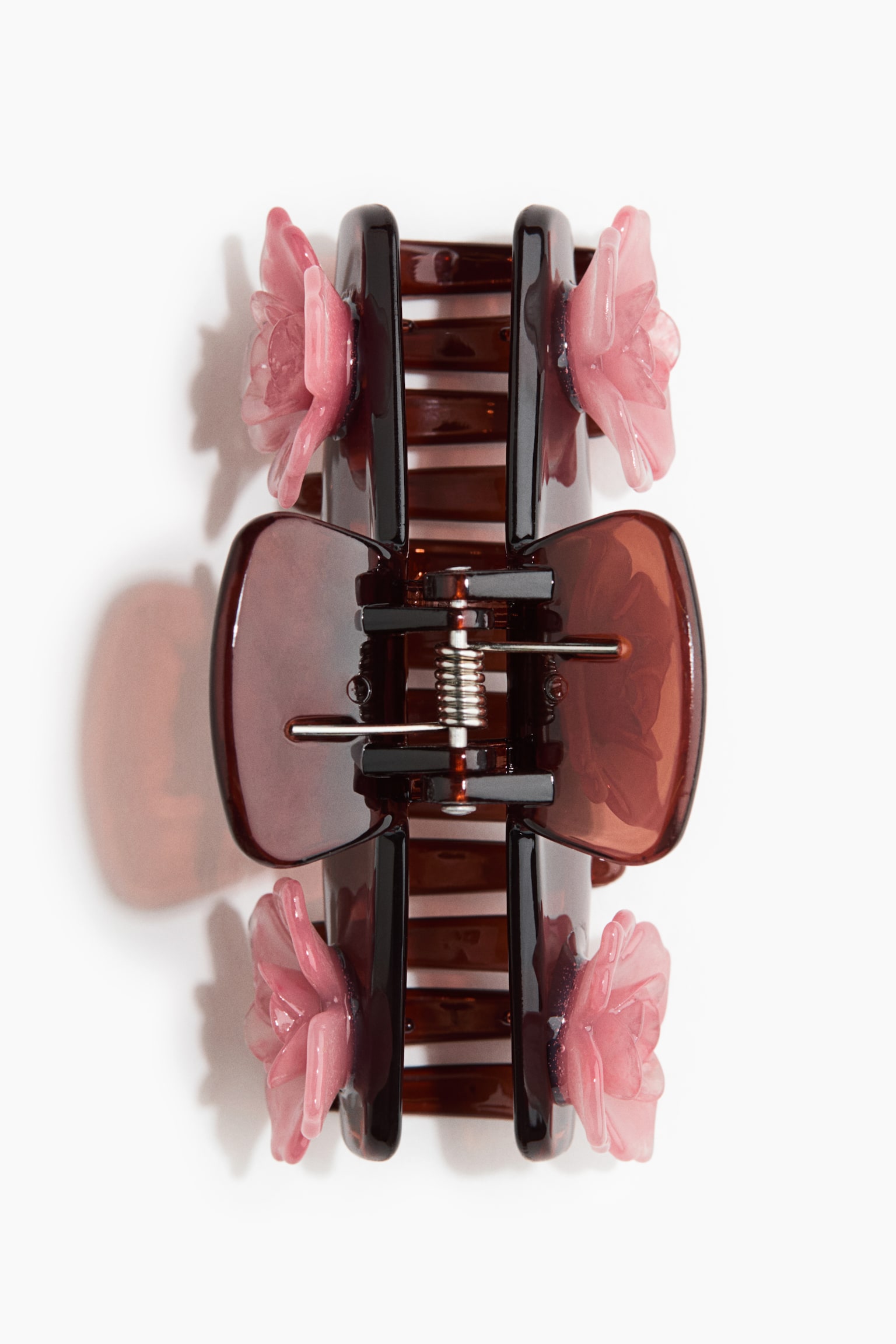 קליפס לשיער בעיטור פרחים - סגול כהה/ורוד - 2