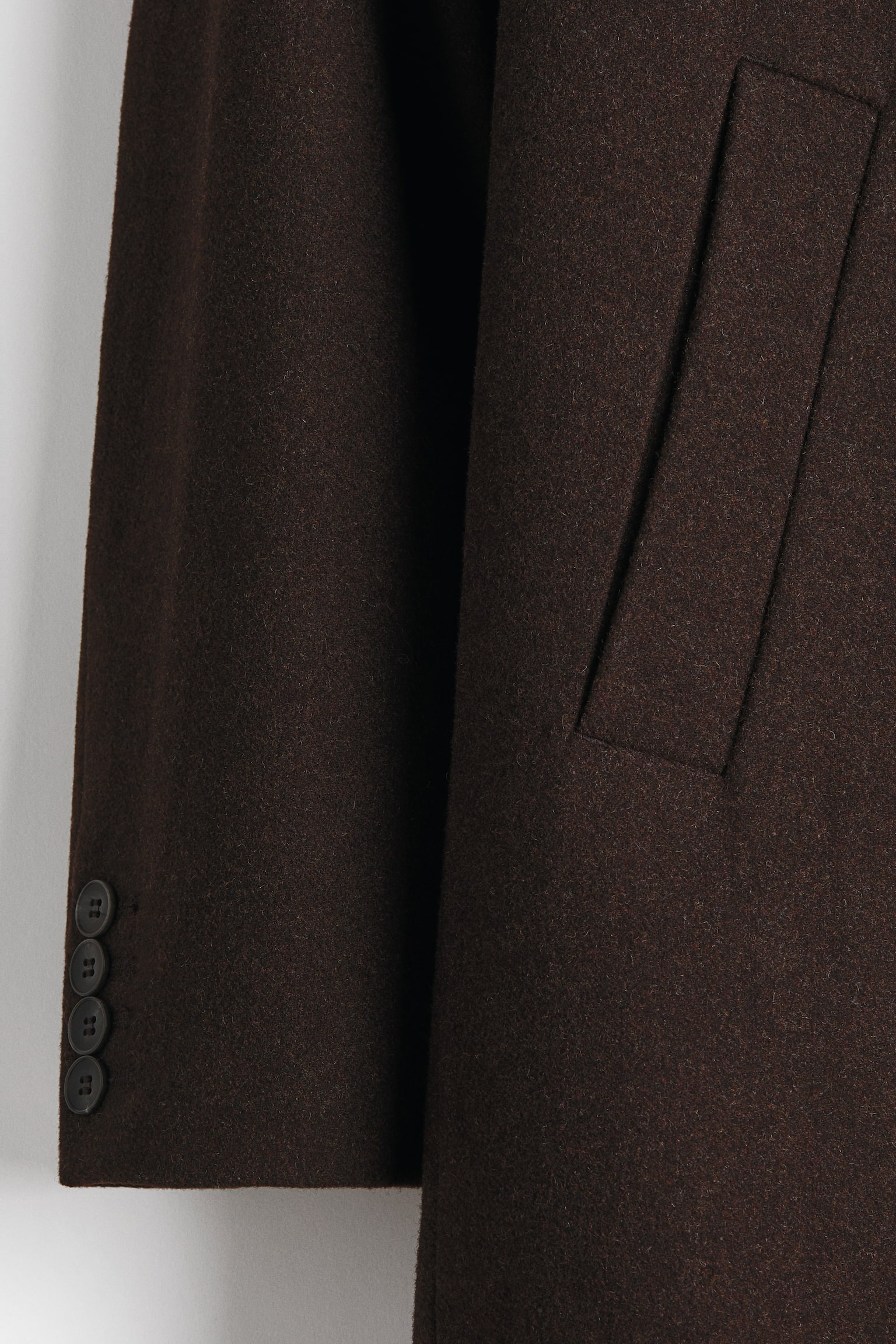 Single-breasted wool-blend coat - Dark brown/Black - 4