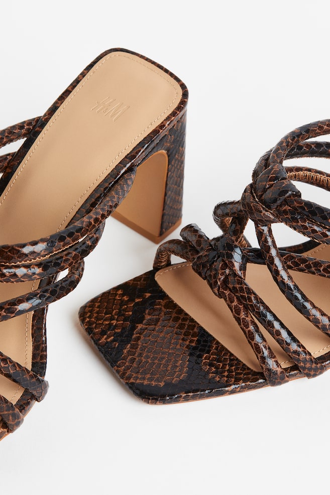Square-toe mules - Brown/Snakeskin-patterned
/White - 3