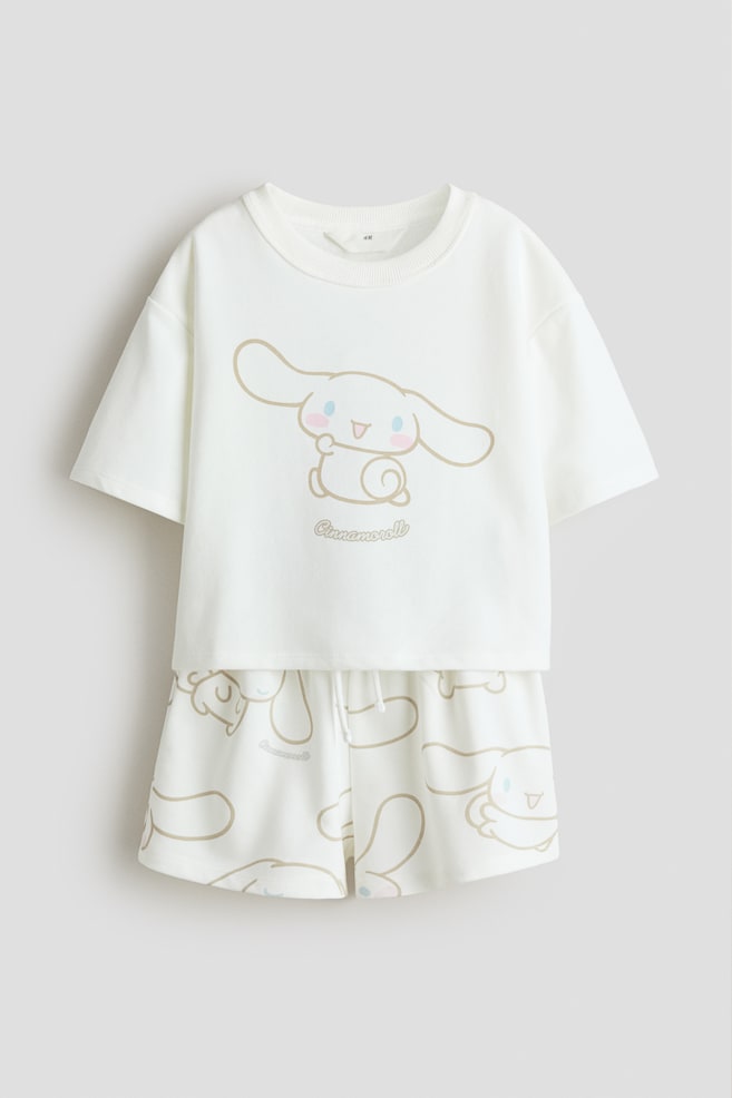 Set de 2 piese cu tricou și șort cu imprimeu - Alb/Cinnamoroll - 1