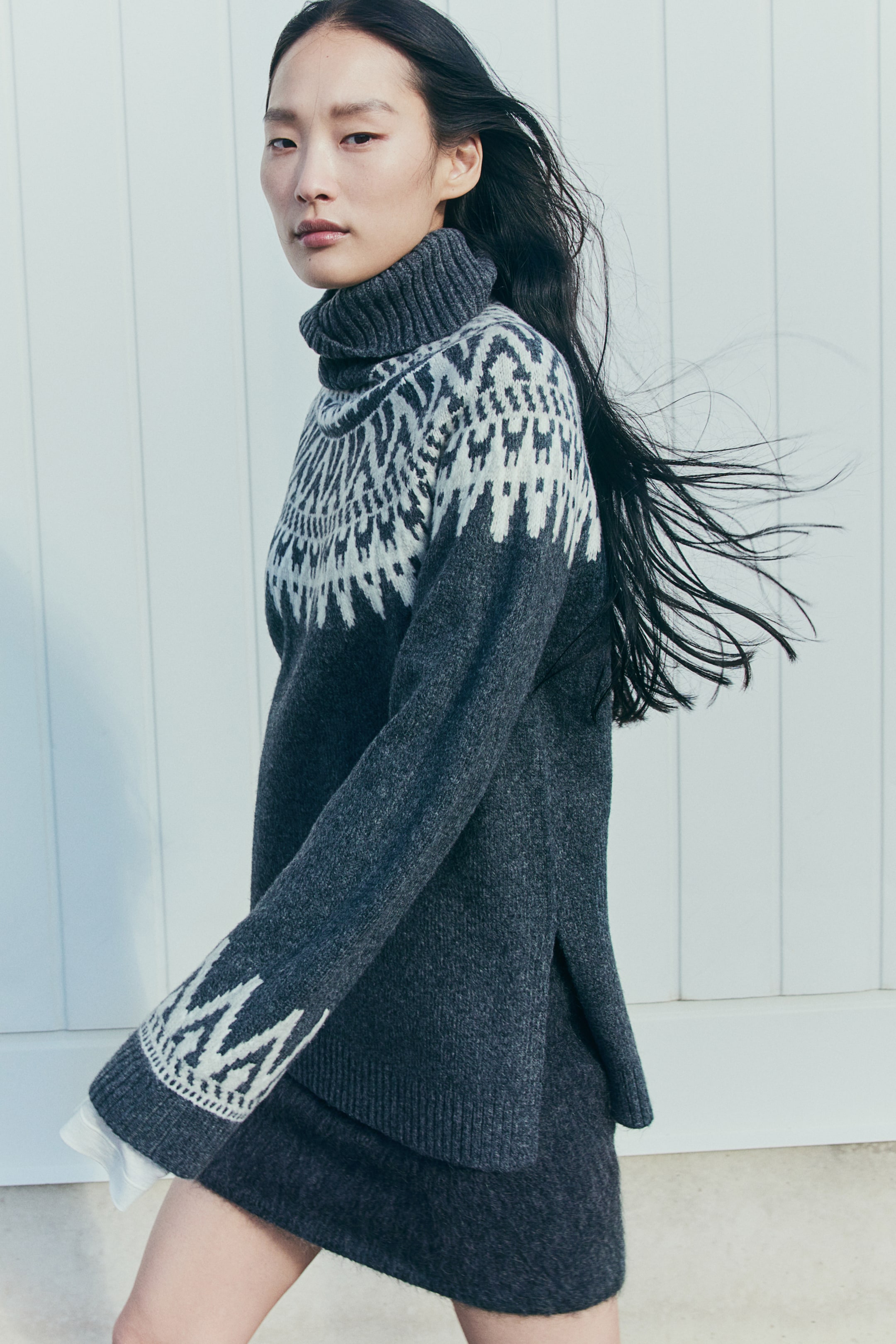 Jacquard-knit Turtleneck Sweater