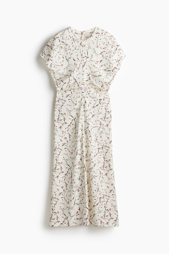 Tapered-waist dress - White/Floral/Beige/Leopard print/Dark brown - 1