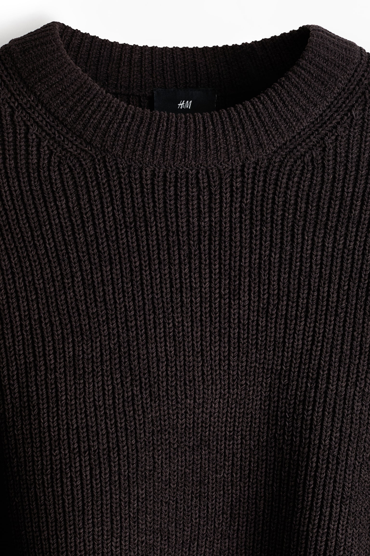 Мужской свитер H&M Relaxed-Fit Rib-Knit, цвет: Тёмный коричневый — фото 5