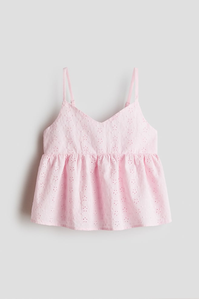 Straptop met peplum - Lichtroze/Wit - 1