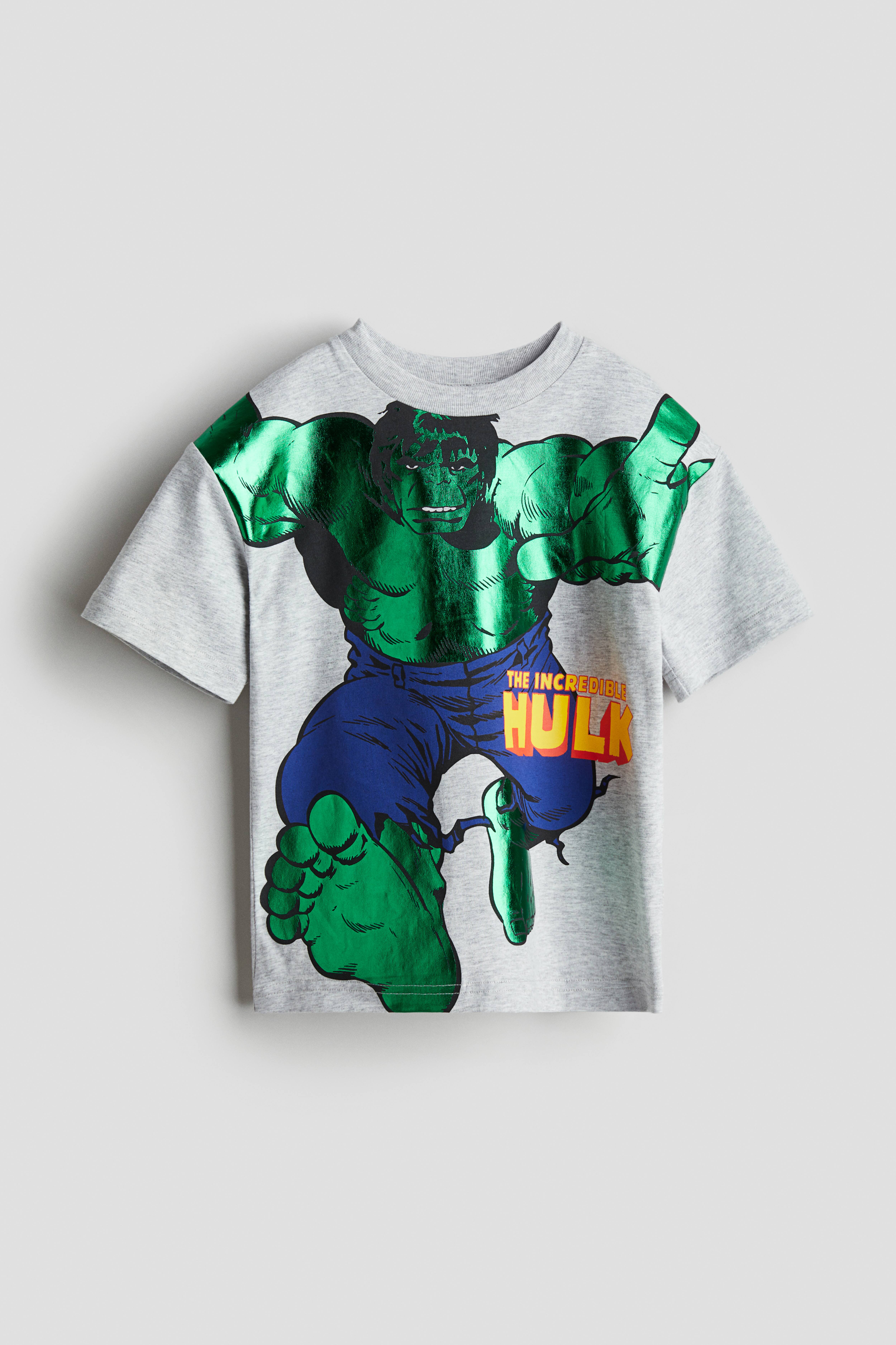 Printed T shirt Light gray melange The Hulk Kids H M US