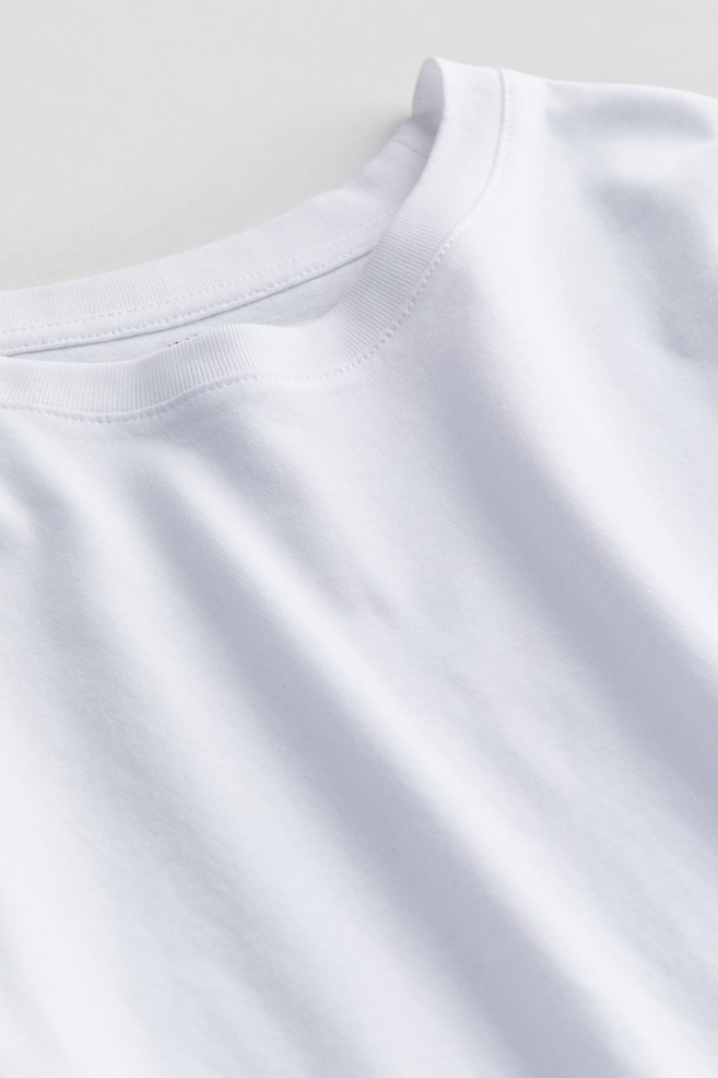 T-shirt i bomuld - Hvid/Marineblå/Gråmeleret/Beige - 3