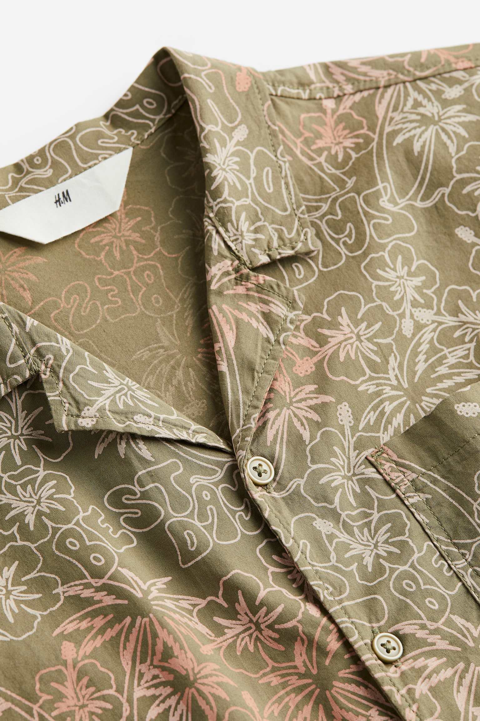 Cotton Resort Shirt - Khaki green/Tropical/Dark blue - 2