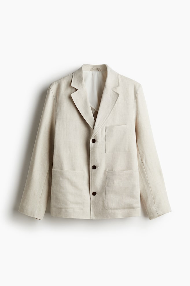 Unkonstruiertes Leinensakko in Slim Fit - Hellbeige - 1