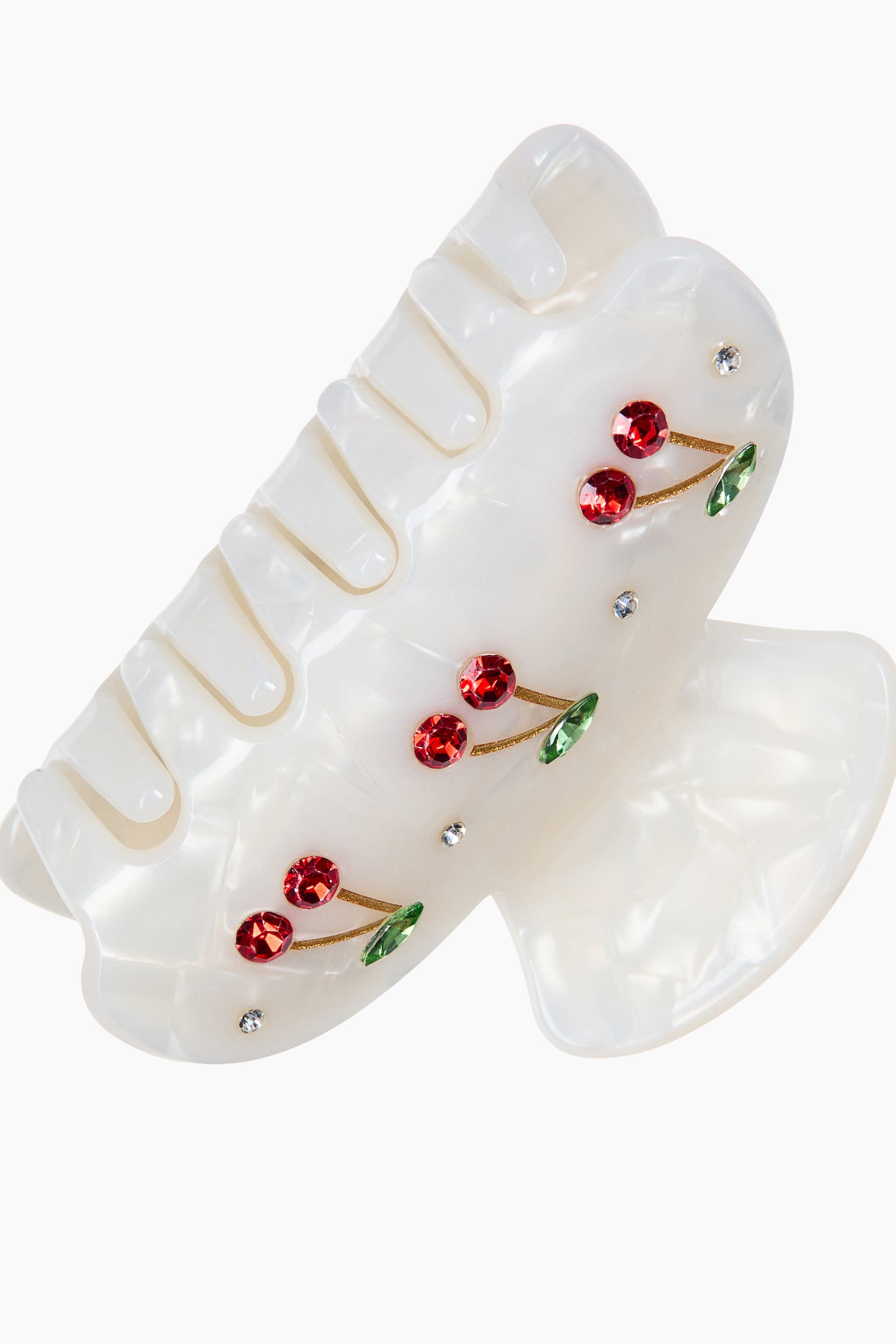 Embellished hair claw - White/Cherries - 3