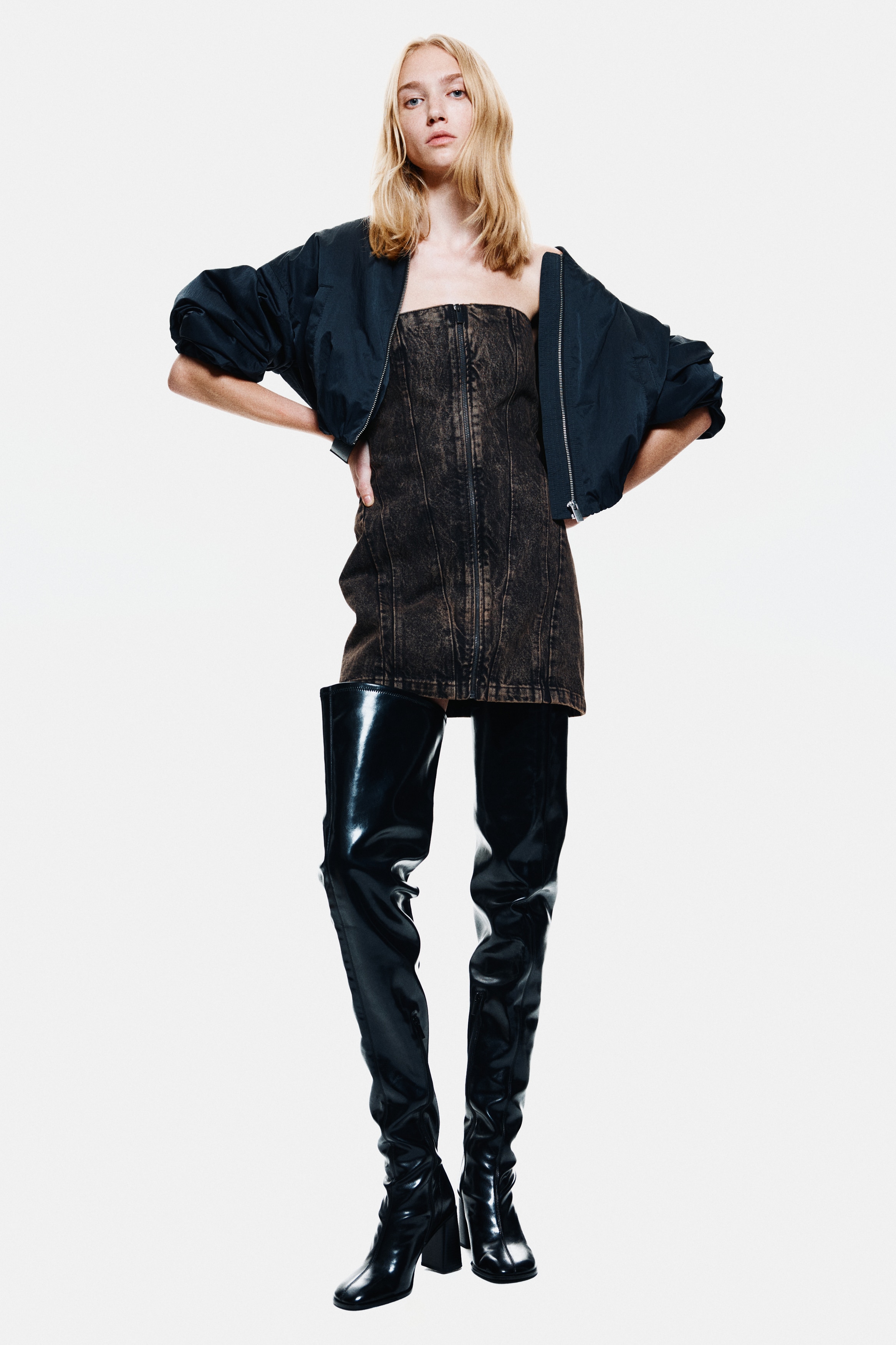 denim bandeau dress h&m H&M Denim Bandeau Dress