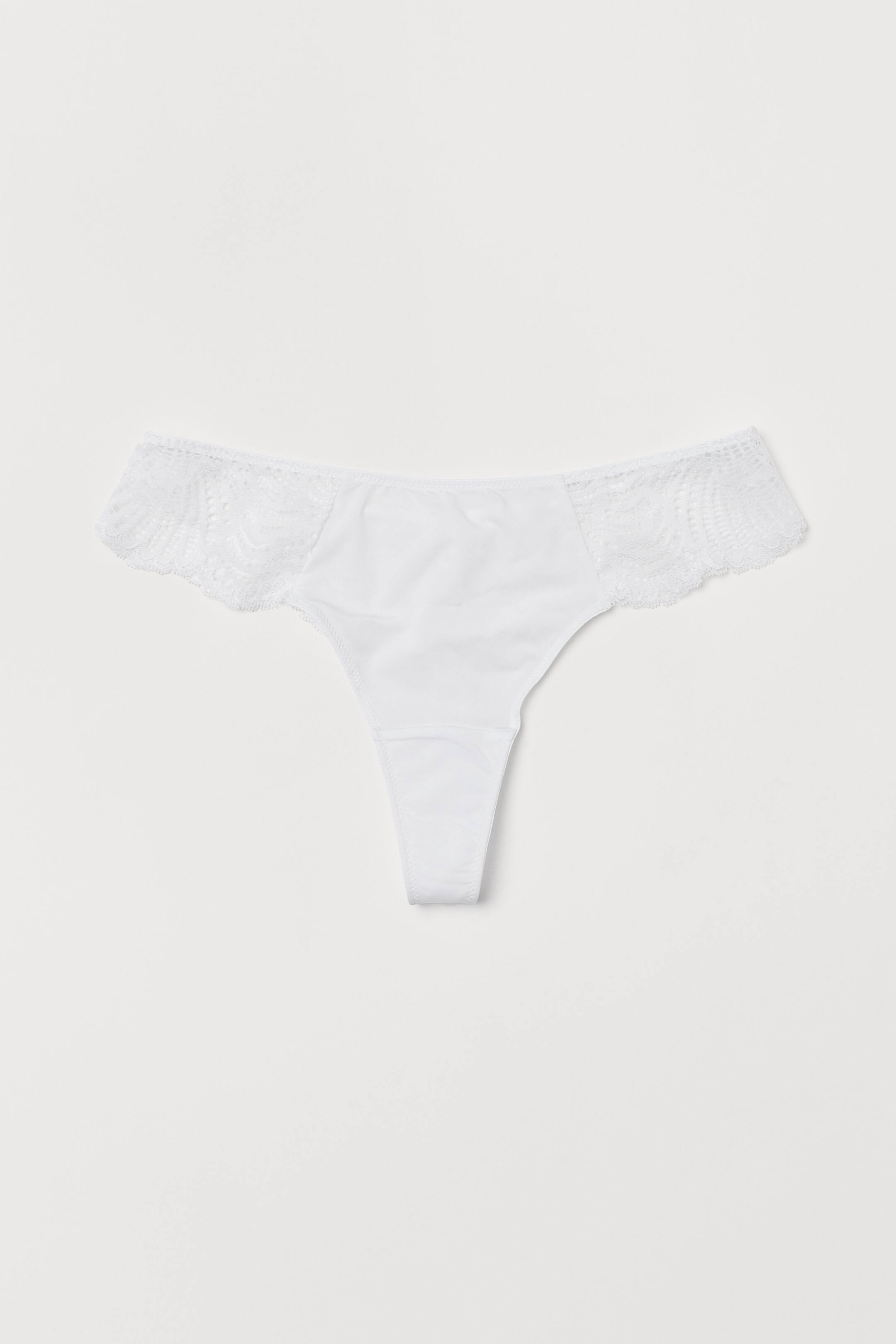 View larger image: Microfibre and lace thong - White - Ladies | H&M IE 1
