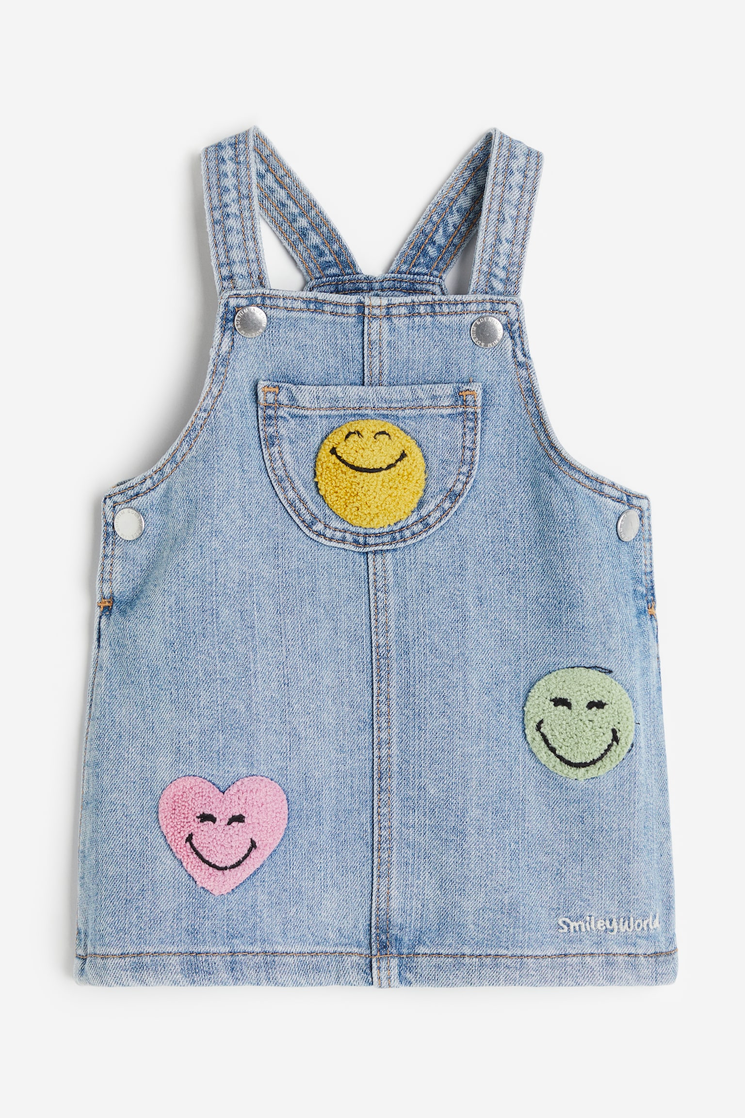 Appliqué Denim Dungaree Dress - Light denim blue/SmileyWorld® - 1