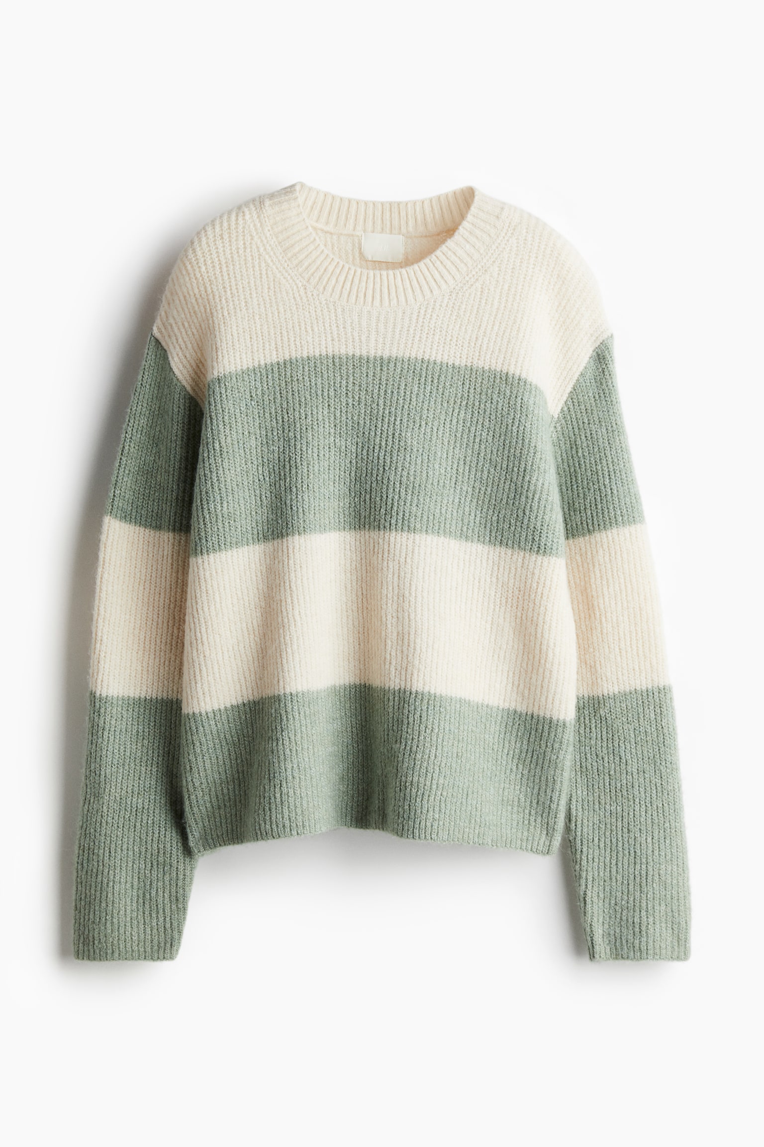 Rib-knit jumper - Light khaki green/Cream/Light beige marl/Light beige/Striped/Navy blue/Striped - 2