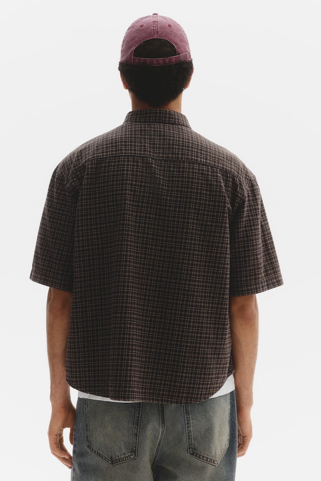 Relaxed-Fit Cotton Flannel Shirt - Dark brown/checked/Light green/checked/Light blue/checked/Beige/checked - 4